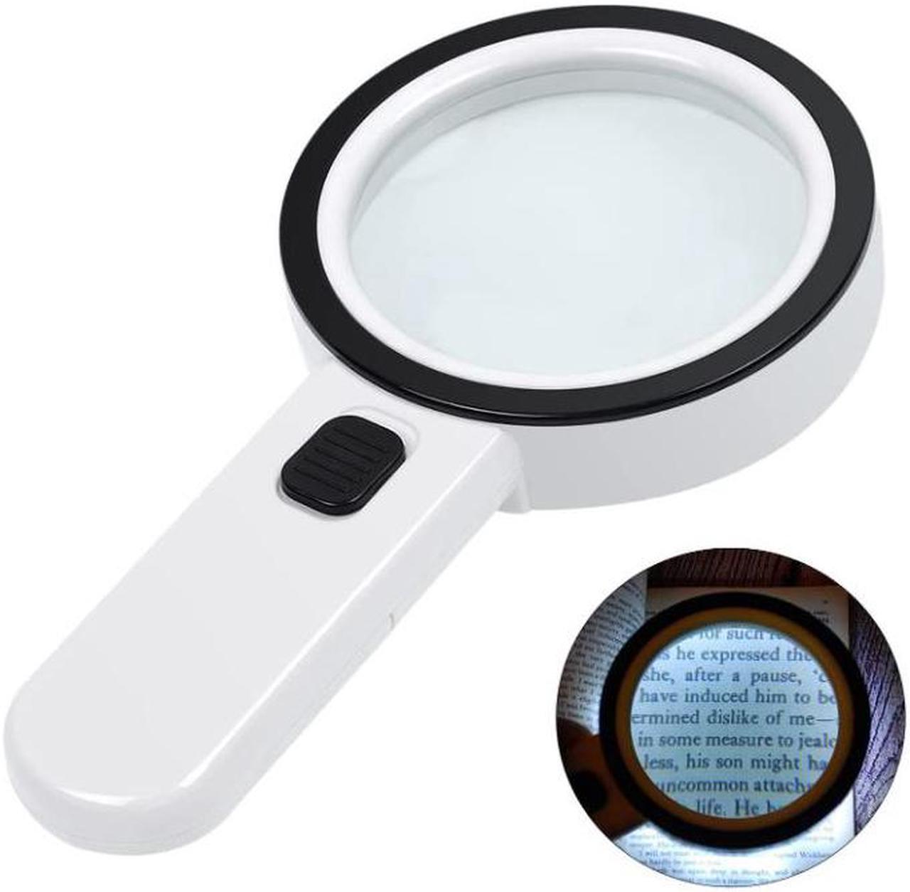 Main image of Magnifying Glass with Light, 30X Handheld Large Magnifying Glass 12 LED Illuminated Lighted Magnifier for Macular Degeneration, Seniors Reading, Soldering, Inspection, Coins, Jewelry, Exploring(White)