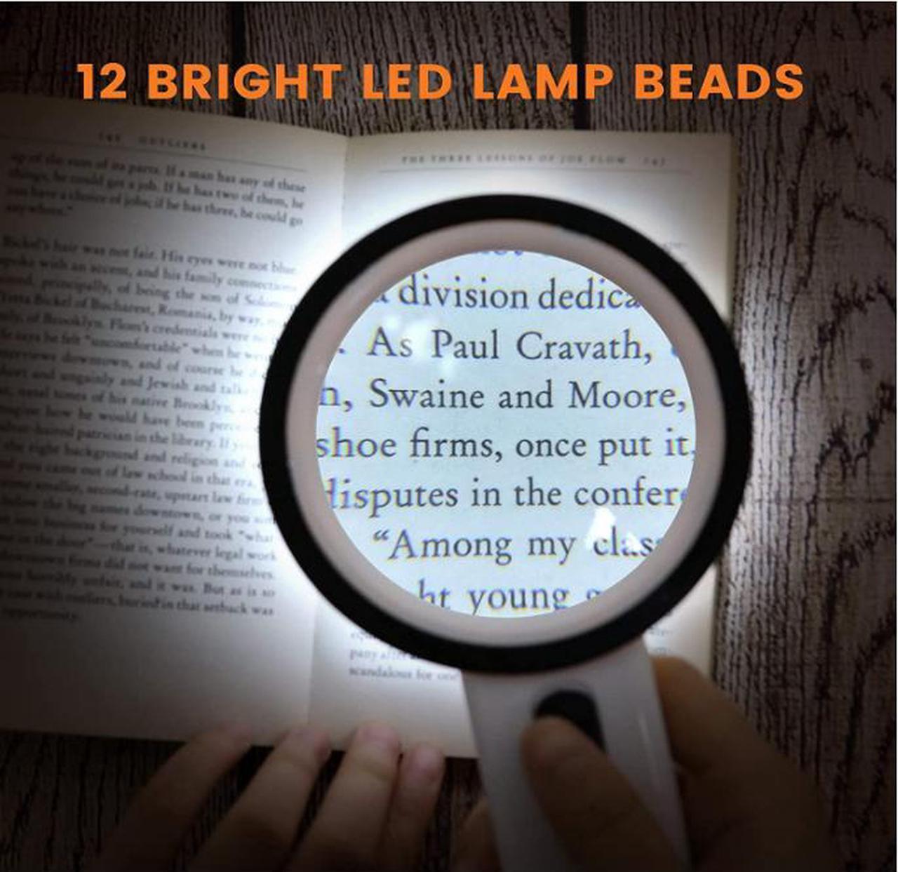 Alt view image 3 of 7 - Magnifying Glass with Light, 30X Handheld Large Magnifying Glass 12 LED Illuminated Lighted Magnifier for Macular Degeneration, Seniors Reading, Soldering, Inspection, Coins, Jewelry, Exploring(White)