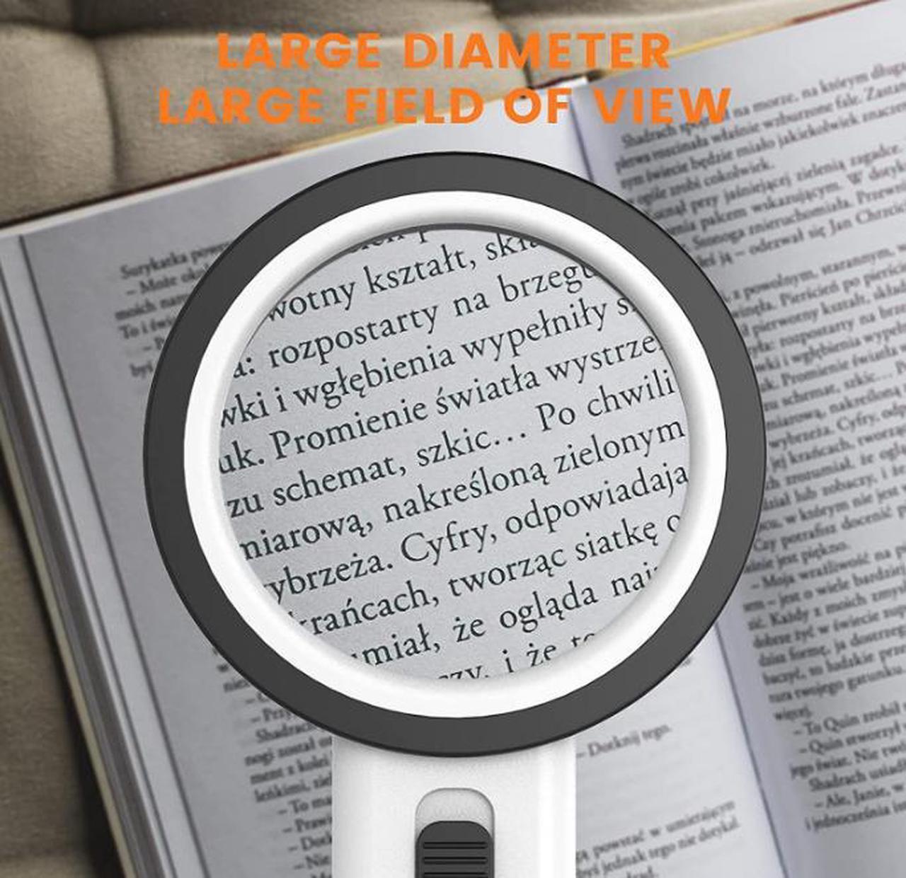 Alt view image 6 of 7 - Magnifying Glass with Light, 30X Handheld Large Magnifying Glass 12 LED Illuminated Lighted Magnifier for Macular Degeneration, Seniors Reading, Soldering, Inspection, Coins, Jewelry, Exploring(White)