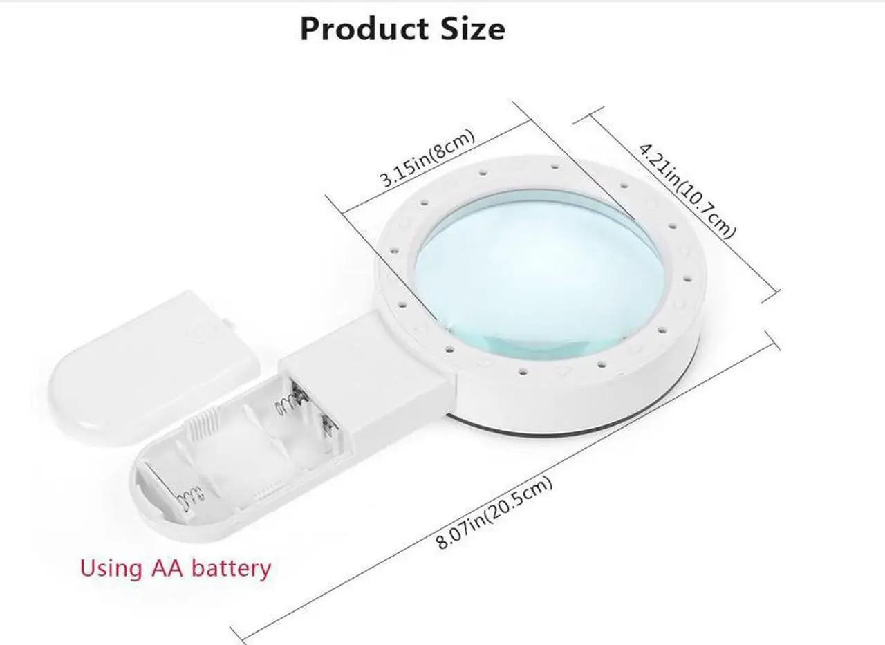 Alt view image 2 of 7 - Magnifying Glass with Light, 30X Handheld Large Magnifying Glass 12 LED Illuminated Lighted Magnifier for Macular Degeneration, Seniors Reading, Soldering, Inspection, Coins, Jewelry,