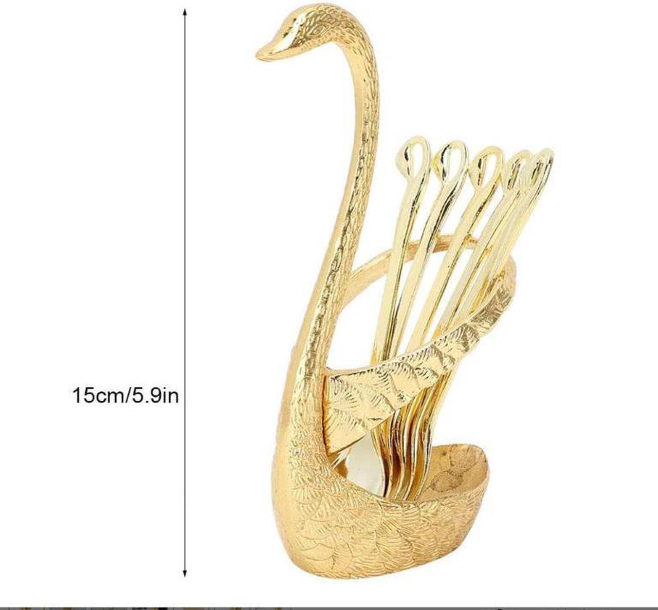 Alt view image 4 of 7 - 6pcs Coffee Dessert Spoon Set with Swan Spoons Holder for Dinner Table Party Buffet Bar Decoration
