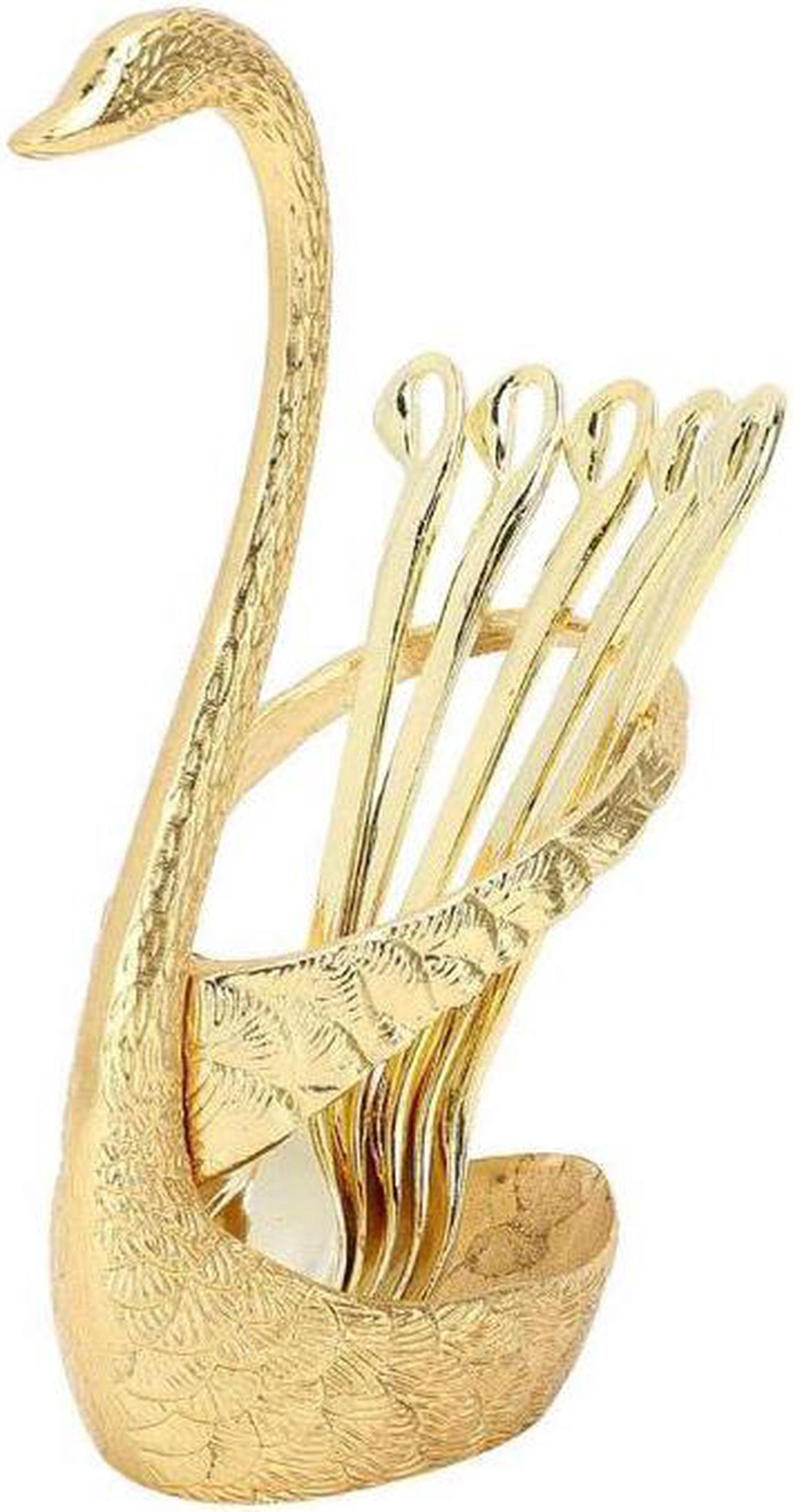Main image of 6pcs Coffee Dessert Spoon Set with Swan Spoons Holder for Dinner Table Party Buffet Bar Decoration