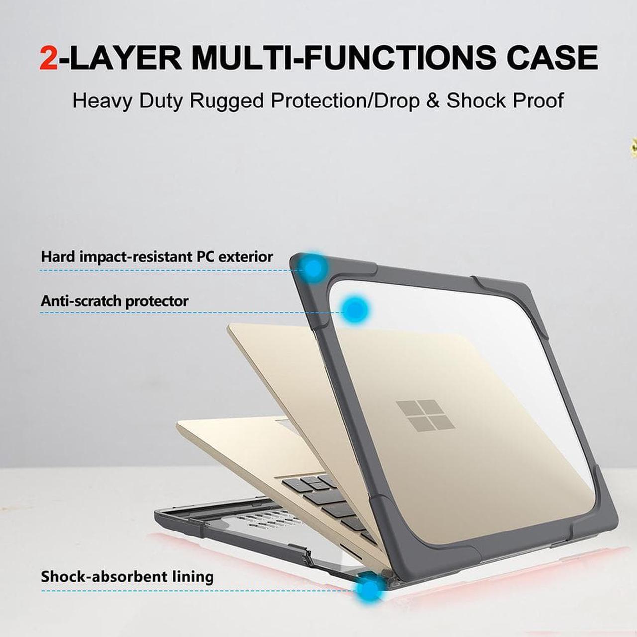 Alt view image 6 of 7 - Laptop Case for Microsoft Surface Laptop 3 15 inch TPU and PC Cover Hard Duty Rugged Protective Shockproof Drop Resistant Shell with Kickstand