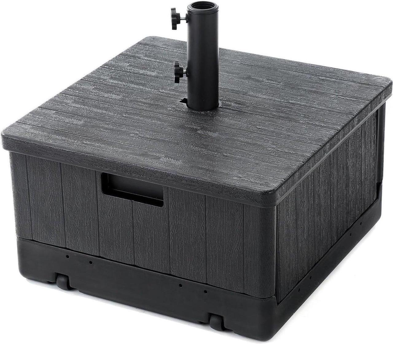 Main image of Home Zone Living 119lbs 21" Square Heavy Duty Planter Umbrella Base w/Rolling Wheels & Water Weight Bag for Patio Pool Backyard, Convertible as Table or Planting Box, Supports Up to 11 Ft Umbrella