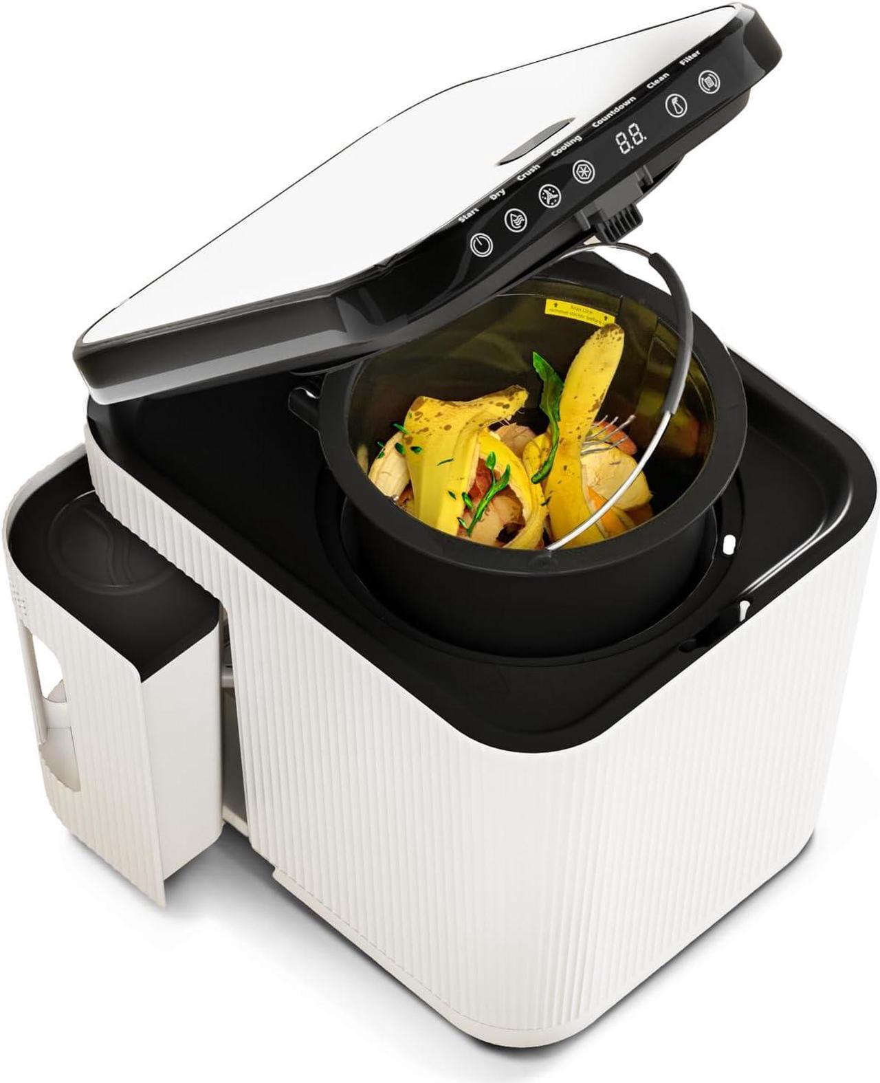 Main image of Home Zone Living Electric Kitchen Waste Composter, Pre Compost, Auto Cleaning Cycle, 3 Liter Capacity, White