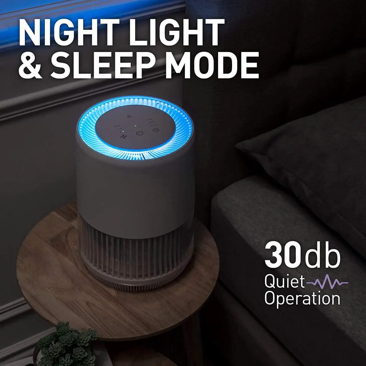 Alt view image 6 of 7 - Compass Home Air Purifier - H13 True HEPA Filter 3-Stage Air Filtration for Allergies, Pollen, Dust, Odors, Smoke, Pet Dander, Bacteria with Auto Air Sensor Small Room Air Purifier (DGZ9028G)