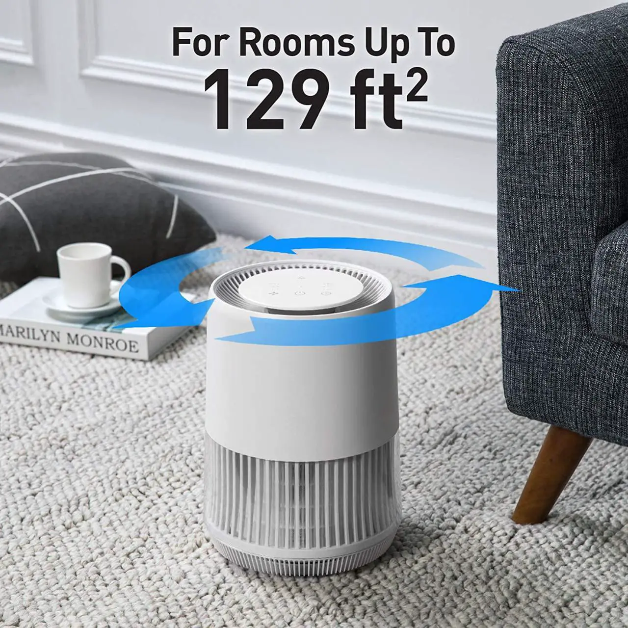 Alt view image 5 of 7 - Compass Home Air Purifier - H13 True HEPA Filter 3-Stage Air Filtration for Allergies, Pollen, Dust, Odors, Smoke, Pet Dander, Bacteria with Auto Air Sensor Small Room Air Purifier (DGZ9028G)