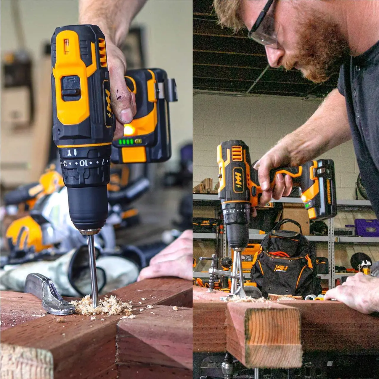 Alt view image 6 of 7 - MOTORHEAD 20V ULTRA Cordless Drill Driver, Lithium-Ion, ½ Keyless Chuck, 16+1+1 Clutch, 2-Speed Transmission, Variable Speed Trigger, Built-in LED, 2Ah Battery, Charger, 22 Accessory Bits, USA-Based
