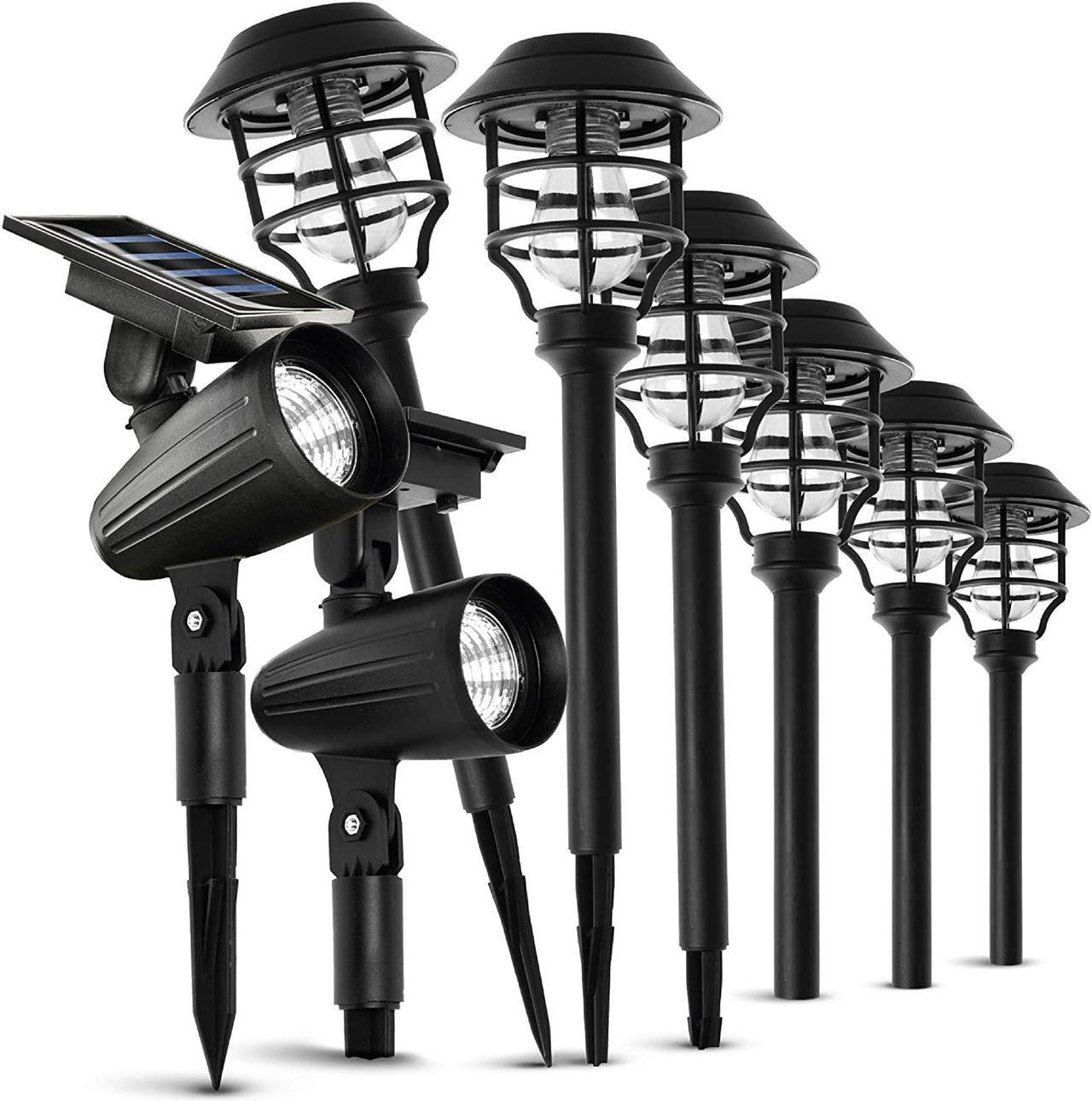 Alt view image 12 of 18 - Home Zone Security Solar Path Lights - Outdoor Decorative Pathway Light and Spotlight Variety Pack, 8-Pack