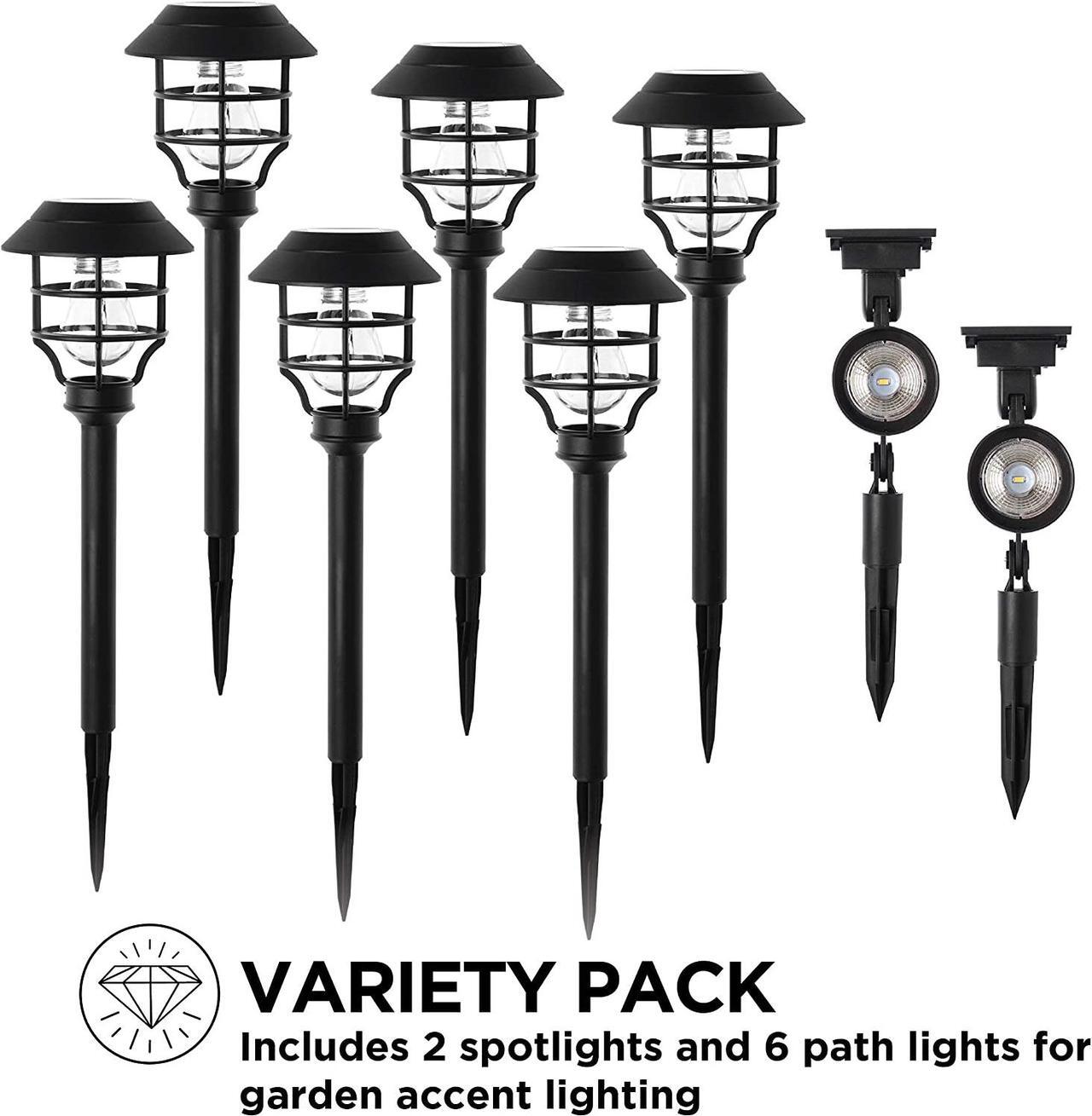 Alt view image 16 of 18 - Home Zone Security Solar Path Lights - Outdoor Decorative Pathway Light and Spotlight Variety Pack, 8-Pack