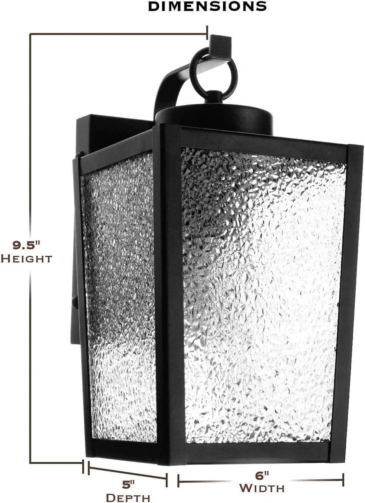 Alt view image 2 of 7 - Landia Home Outdoor Wall Lantern - Porch Wall Mounted Outdoor Light with Glass Shade, Dusk to Dawn Sensor with Included LED Light Bulbs for E26 Socket, ETL Listed, Black (2-Pack)