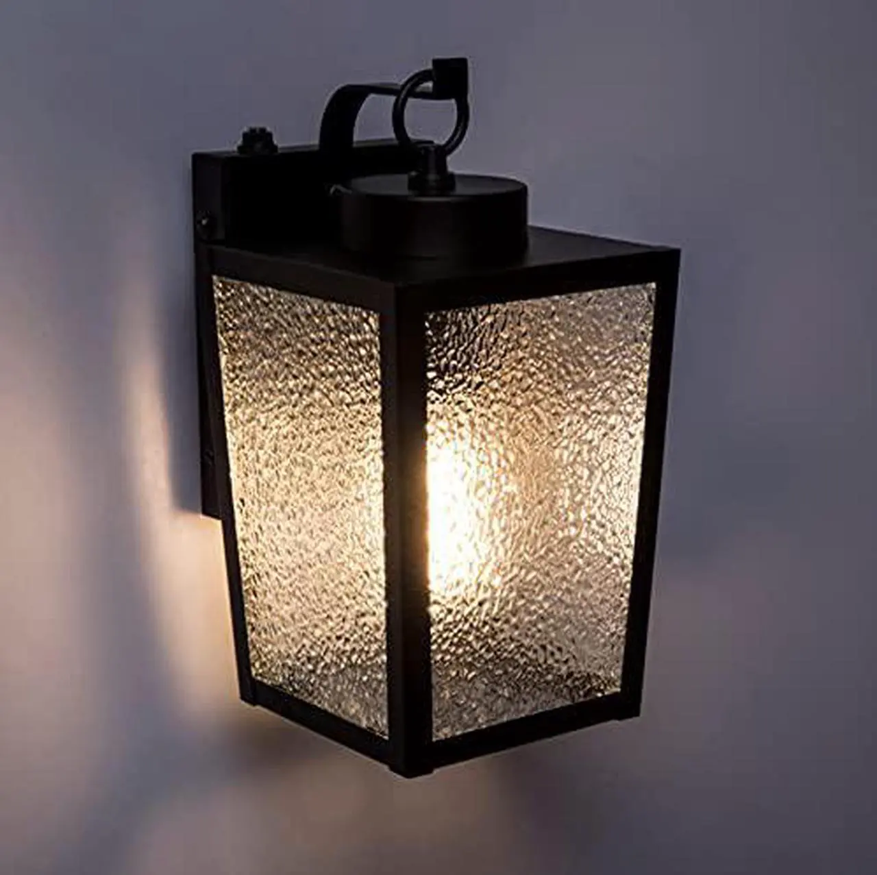Alt view image 7 of 7 - Landia Home Outdoor Wall Lantern - Porch Wall Mounted Outdoor Light with Glass Shade, Dusk to Dawn Sensor with Included LED Light Bulbs for E26 Socket, ETL Listed, Black (2-Pack)
