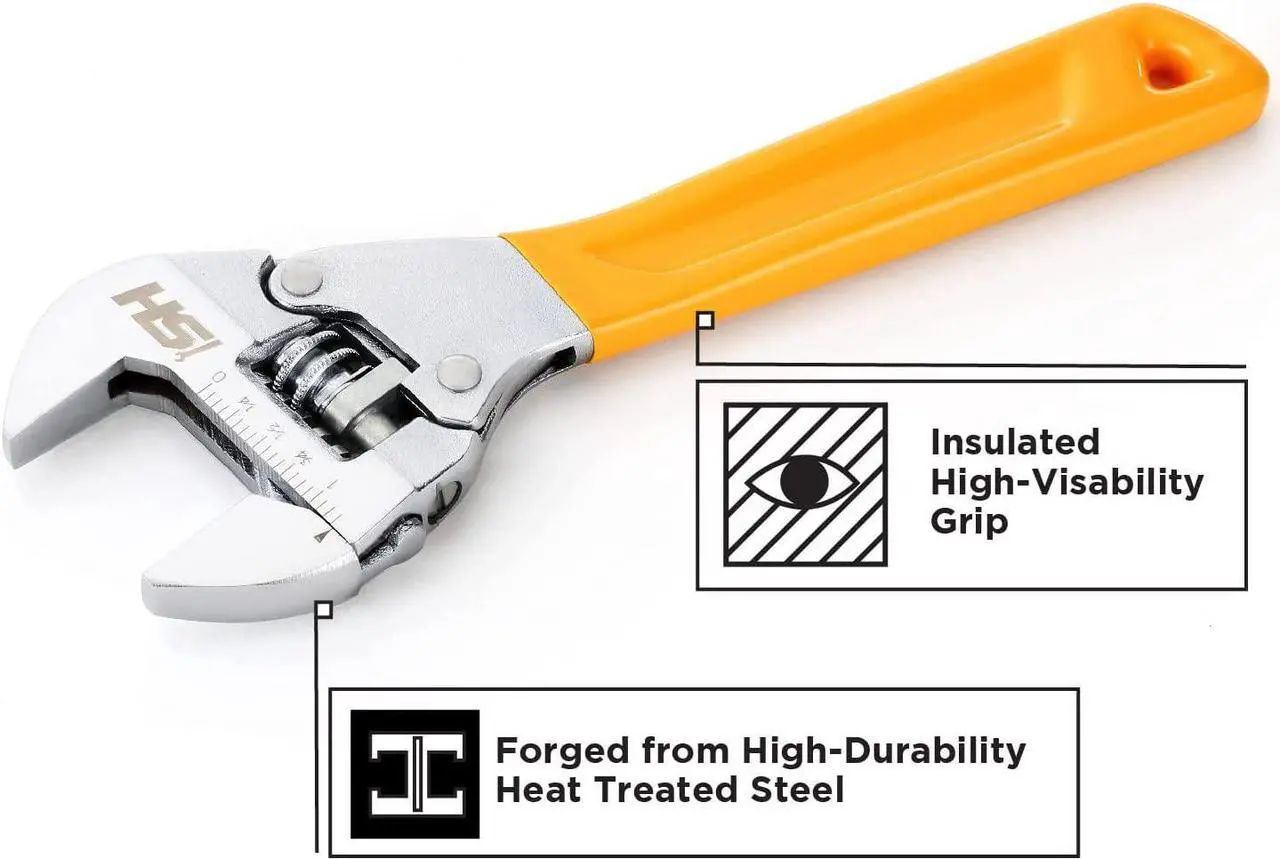 Alt view image 5 of 7 - STEELHEAD 8 Wide-Mouth Adjustable Ratcheting Wrench, Forged Heat-Treated Chrome Vanadium Steel, SAE Jaw Measurements, USA-Based Support