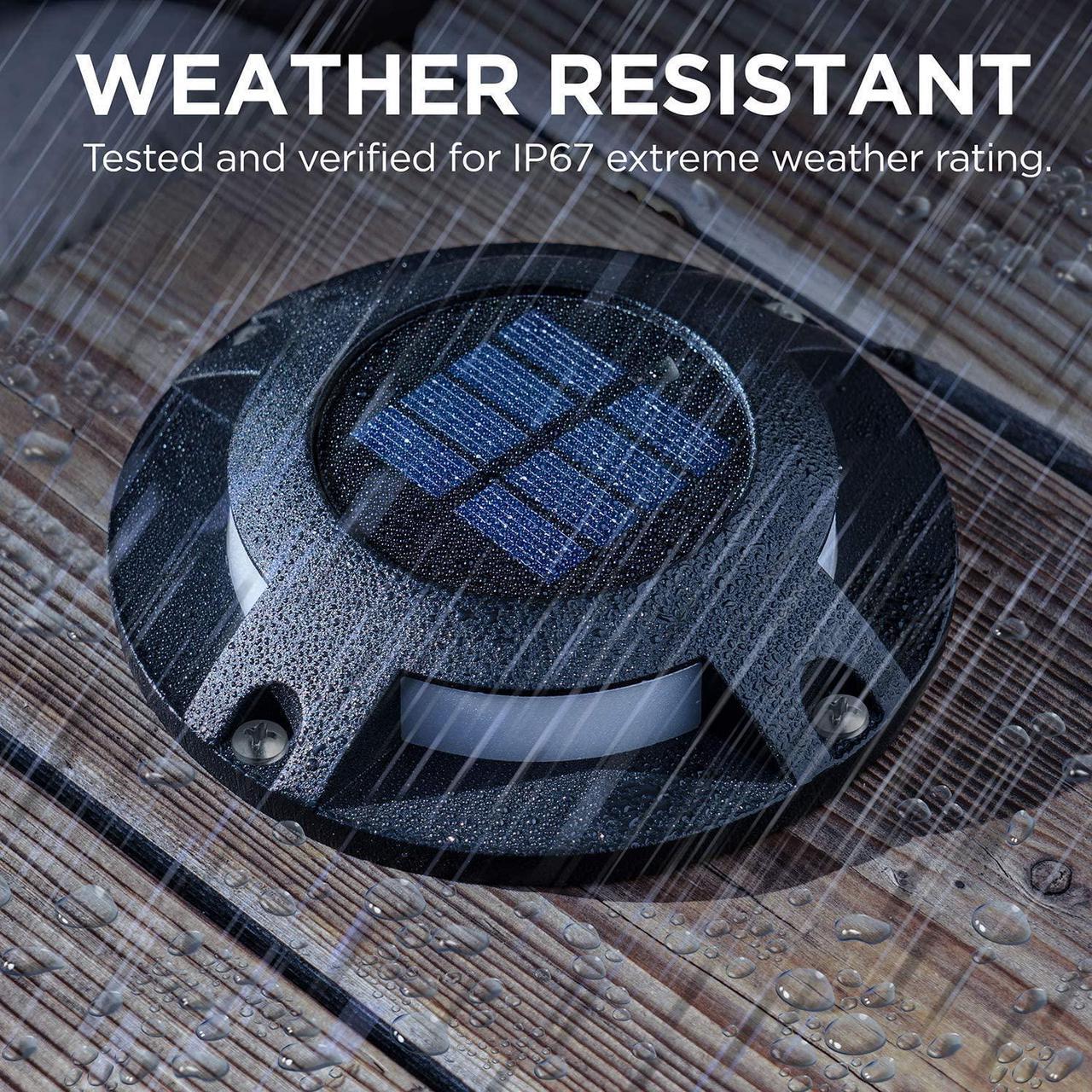 Alt view image 3 of 7 - Home Zone Security 4 Packs Solar Deck Light Outdoor 20 Lumens Waterproof Weather Resistant, No Wiring, Auto On Sensor Fence Light, Durable Aluminum Plastic Case for Decor Step Pathway Backyard Garden