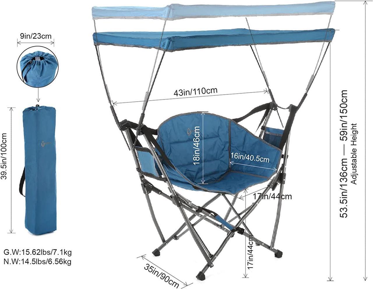 Alt view image 7 of 7 - ARROWHEAD OUTDOOR Portable Folding Swinging Hammock Camping Chair, Removable Canopy, Perfect for Stargazing, Cup Holder, Storage Pouch, Carrying Bag Included, Supports up to 300lbs, USA-Based Support