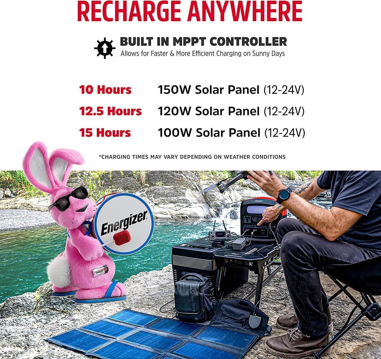 Alt view image 5 of 7 - Energizer 960W MAX Portable Power Station, LiFePO4 (LFP), Solar Generator, 110V/700W Pure Sine Wave AC Outlet, USB-C PD 100W, w/ Case, LED, Outdoor, Home Emergency, Power Outage, RV, Camping, CPAP