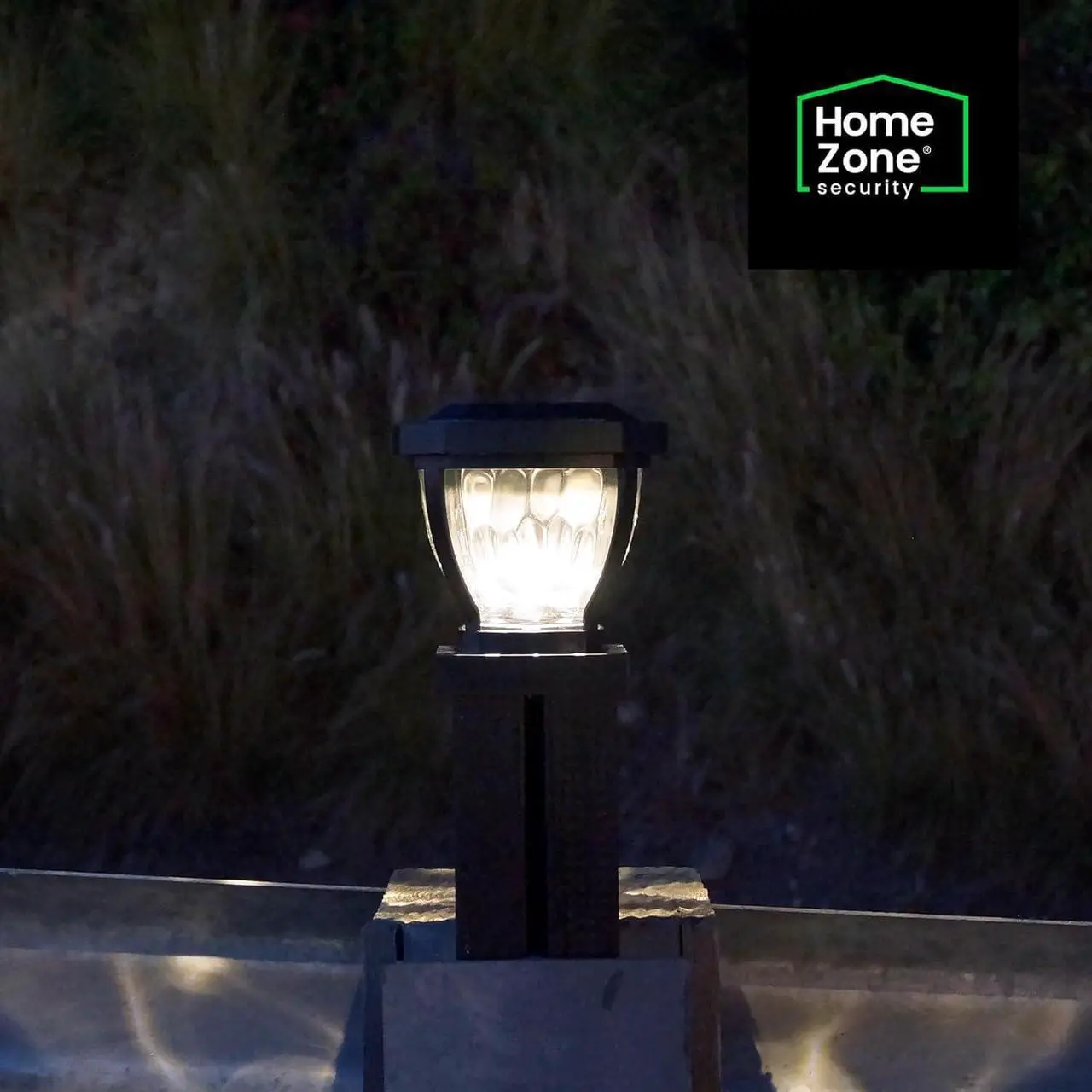 Alt view image 3 of 7 - Home Zone Security Solar Post Cap Lights - Decorative Glass LED Outdoor 4x4 (3.5 x 3.5 in.) Post Lights, Black (2-Pack)