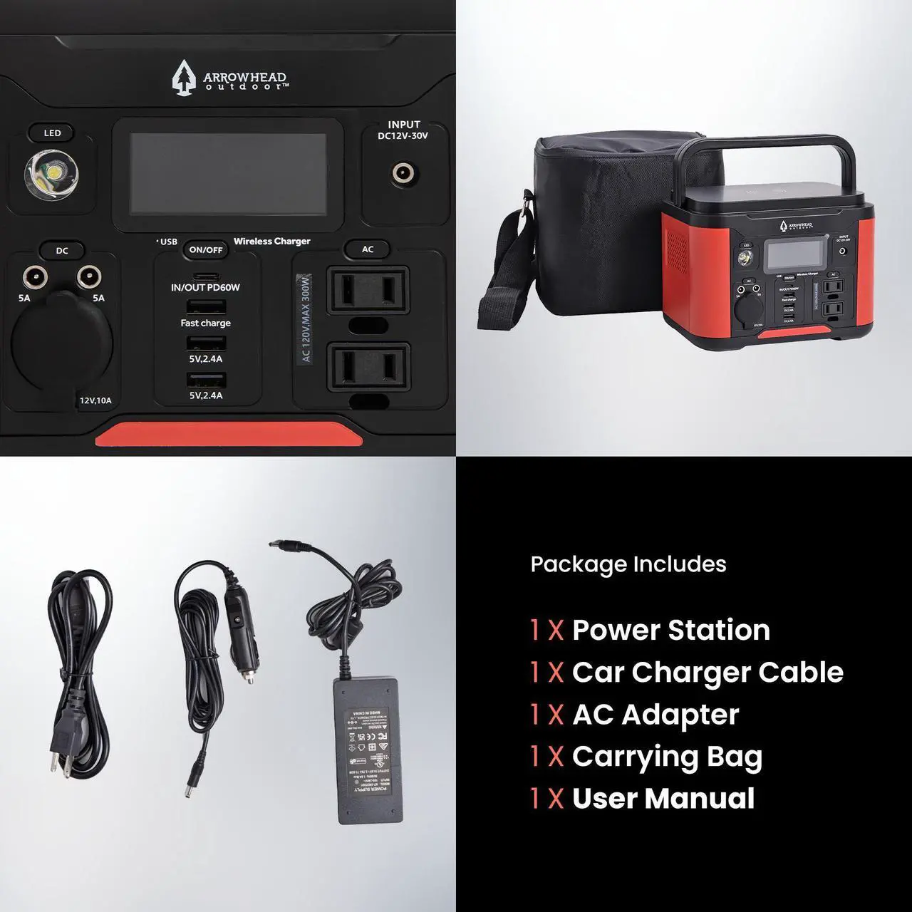 Alt view image 7 of 8 - ARROWHEAD OUTDOOR 296W Portable Power Station, Lithium, Solar Generator, 120V/300W (Peak 600W) Pure Sine Wave AC Outlet, USB-C PD 60W, Case, Outdoor, Home Emergency, Power Outage, RV, Camping, CPAP