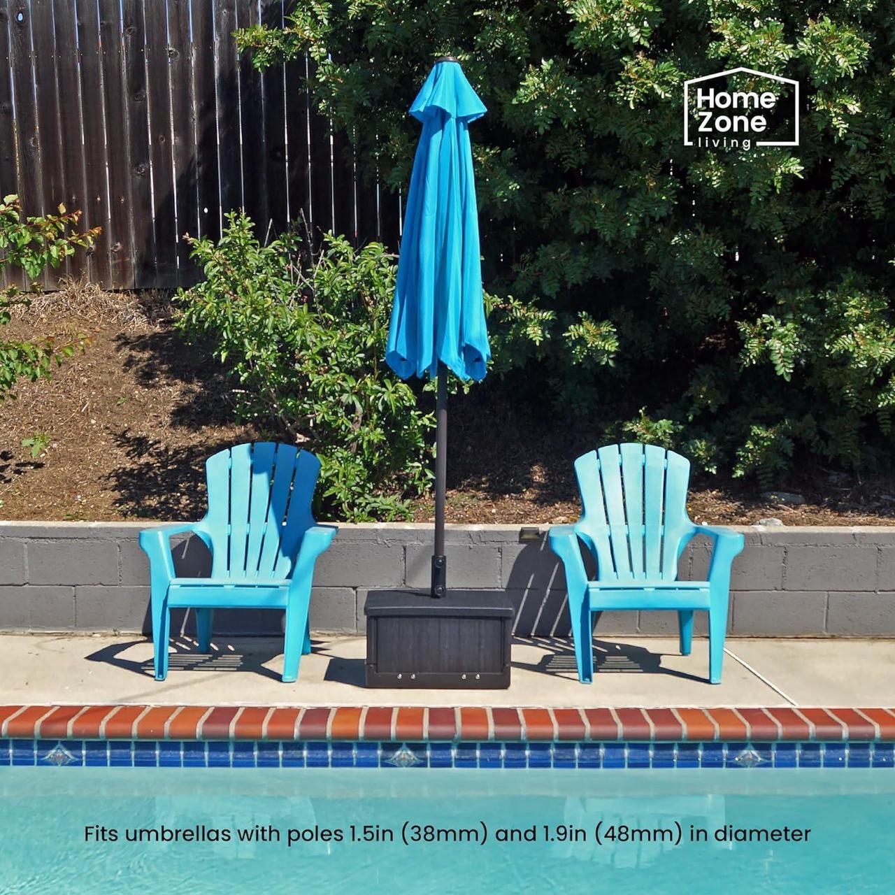 Alt view image 5 of 7 - Home Zone Living 119lbs 21" Square Heavy Duty Planter Umbrella Base w/Rolling Wheels & Water Weight Bag for Patio Pool Backyard, Convertible as Table or Planting Box, Supports Up to 11 Ft Umbrella