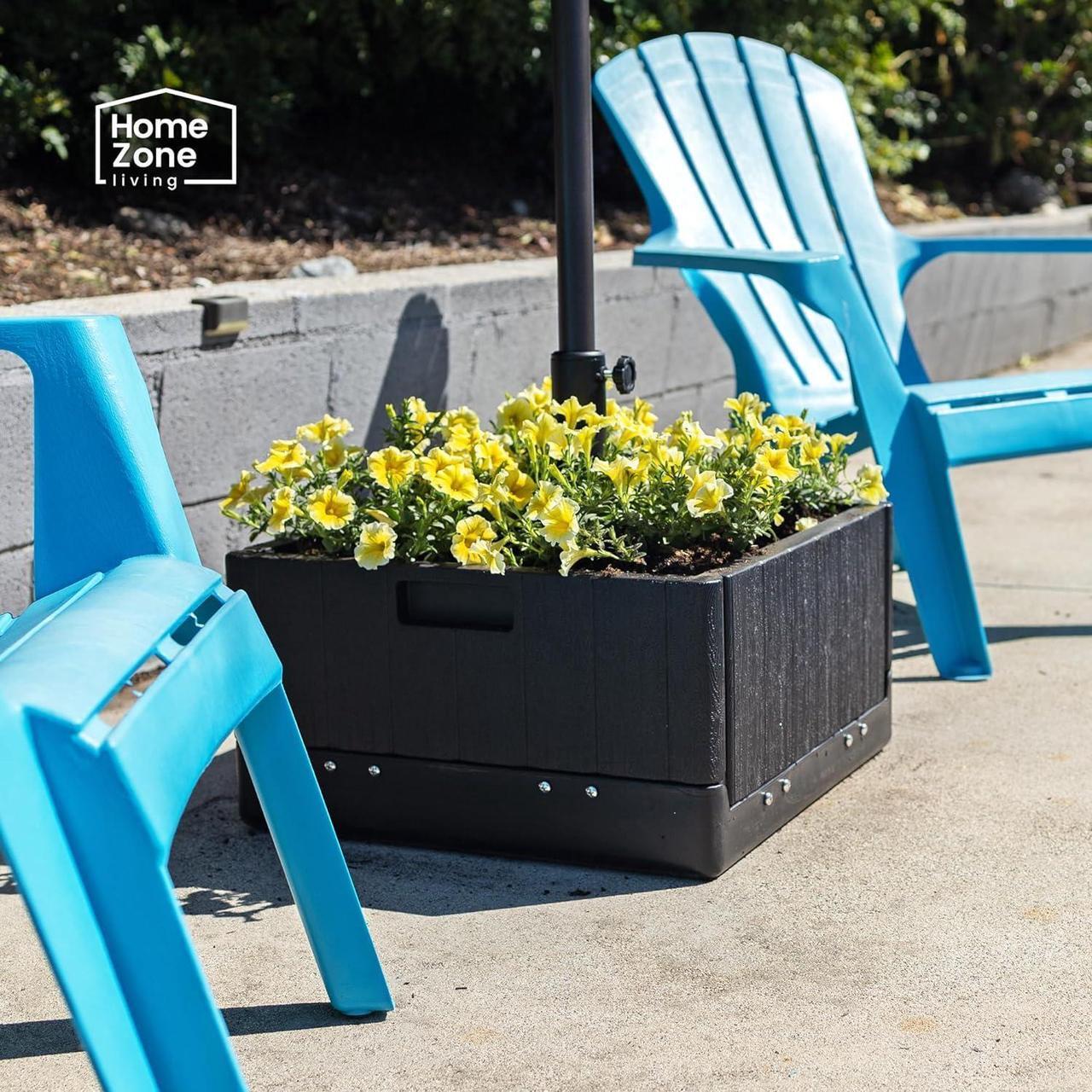 Alt view image 7 of 7 - Home Zone Living 119lbs 21" Square Heavy Duty Planter Umbrella Base w/Rolling Wheels & Water Weight Bag for Patio Pool Backyard, Convertible as Table or Planting Box, Supports Up to 11 Ft Umbrella