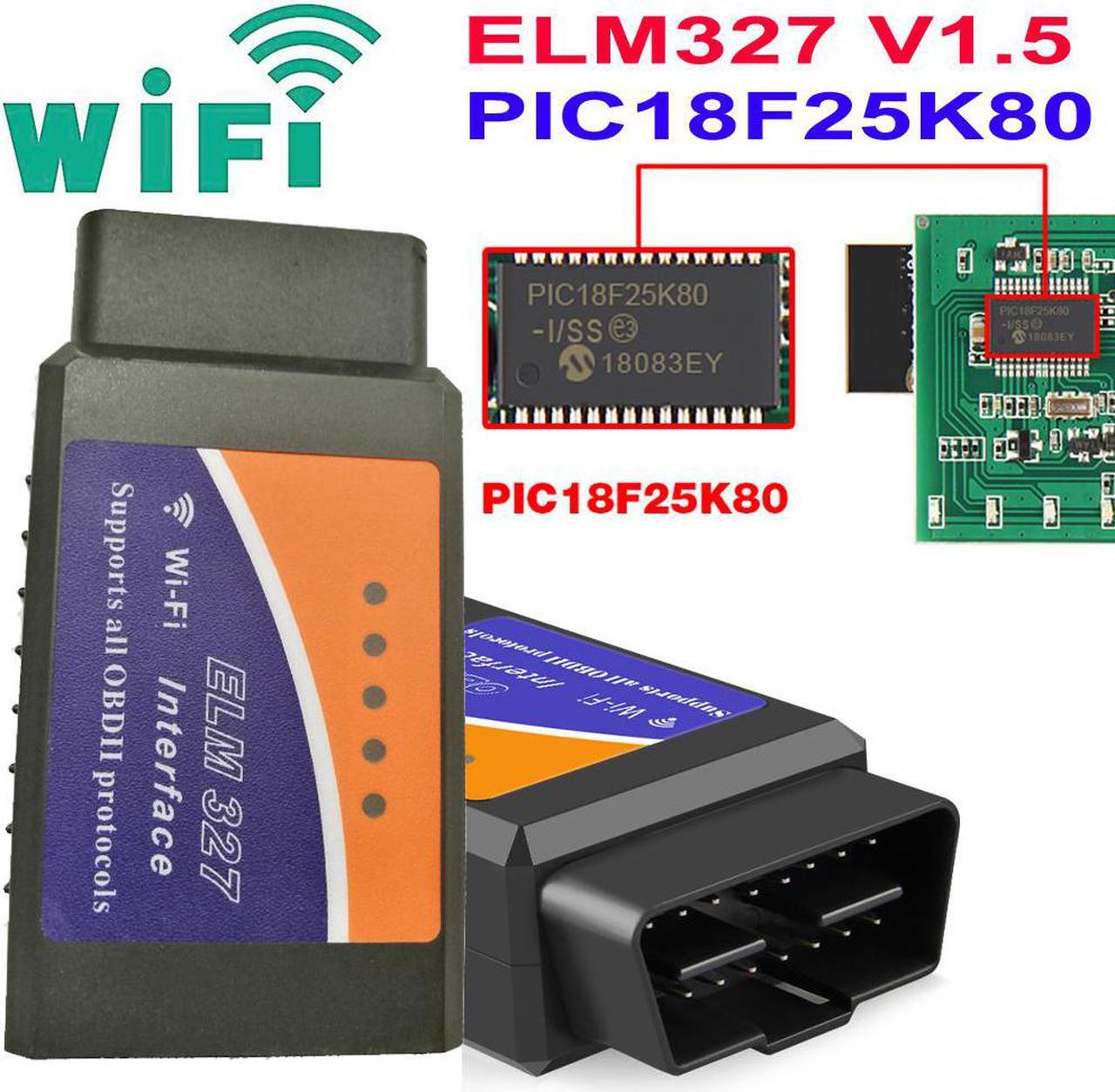 Main image of Greatest ELM327 V1.5 OBD2 WIFI Car Diagnostic Tool ELM 327 OBD II Scanner Chip PIC18F25K80 Wireless Work Android/IOS/Windows