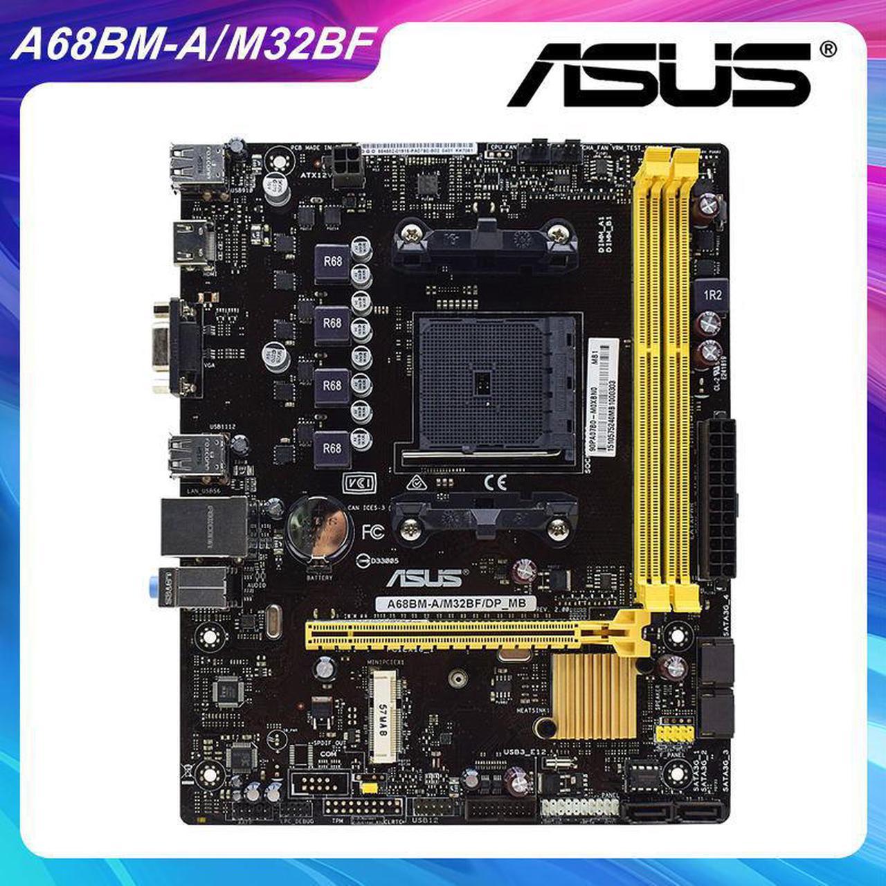 ASUS A68BM-A/M32BF Motherboard DDR3 RAM Memory Socket FM2/FM2+ AMD A68H Desktop Motherboard USB2.0 SATA PCI-E X16 Micro ATX