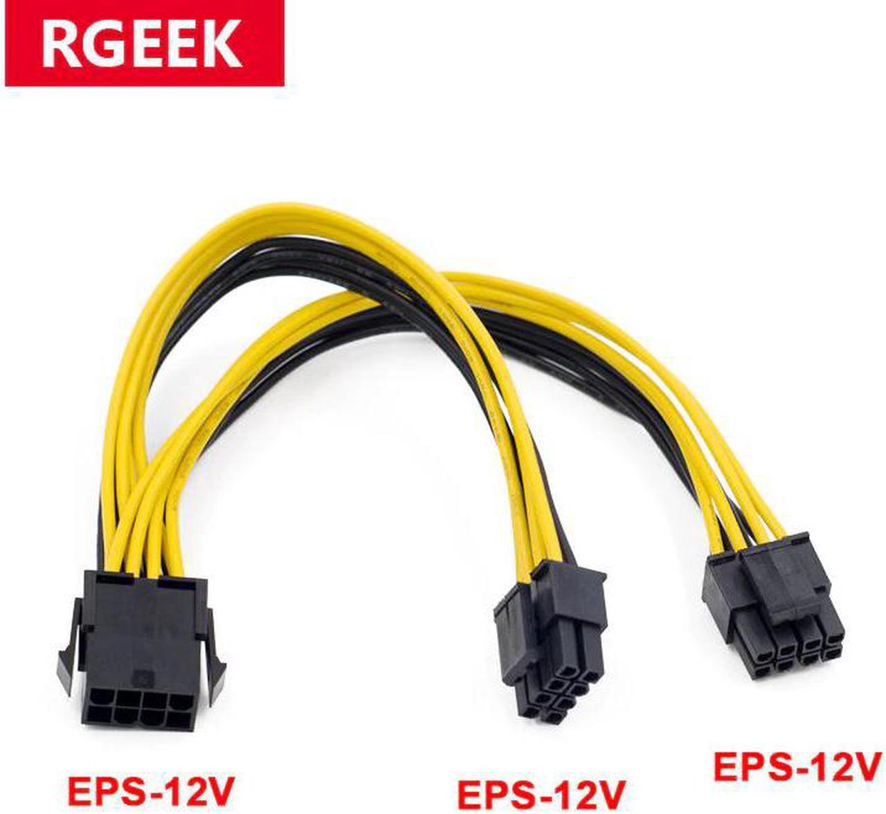 RGEEK EPS CPU 12V 8Pin Female to Dual 8Pin (4+4)Pin EPS 12V Male Motherboard Power Supply Cable Y Splitter Adapter Sleeve