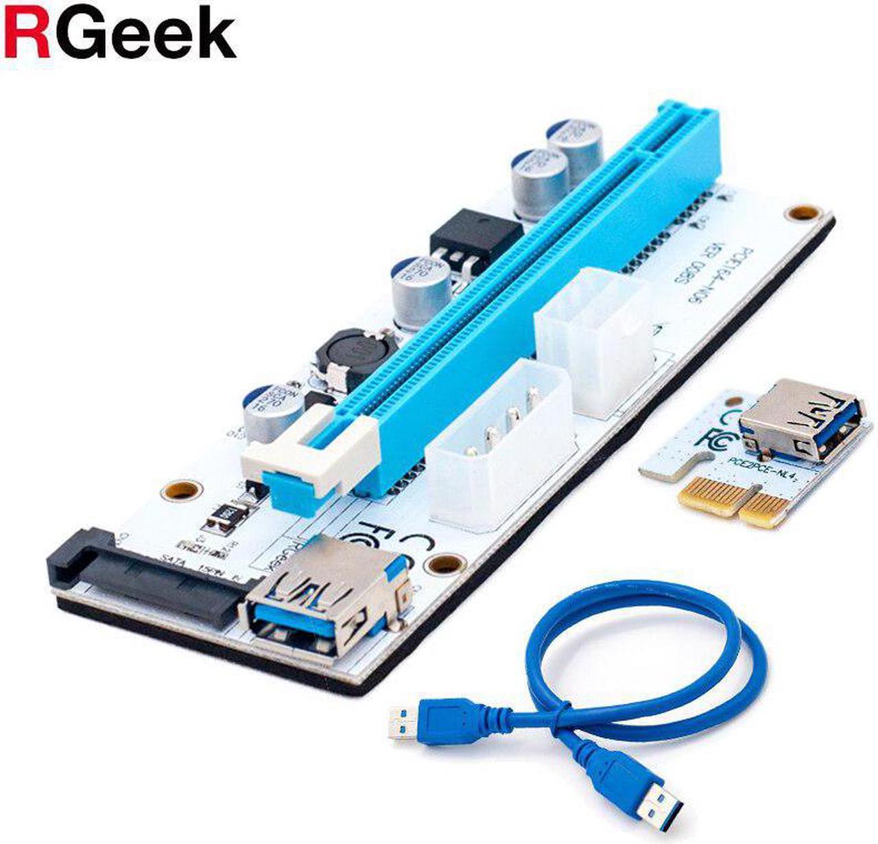 VER008S 3 in 1 Molex 4Pin SATA 6PIN PCIE PCI-E PCI Express Riser Card 1x to 16x USB 3.0 Cable For Mining Bitcoin Miner