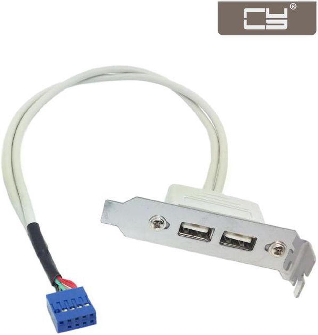 NGFF Type A USB 2.0 Female Back Panel to Motherboard 9pin Cable 30cm with Low profile 8cm Height PCI Bracket White