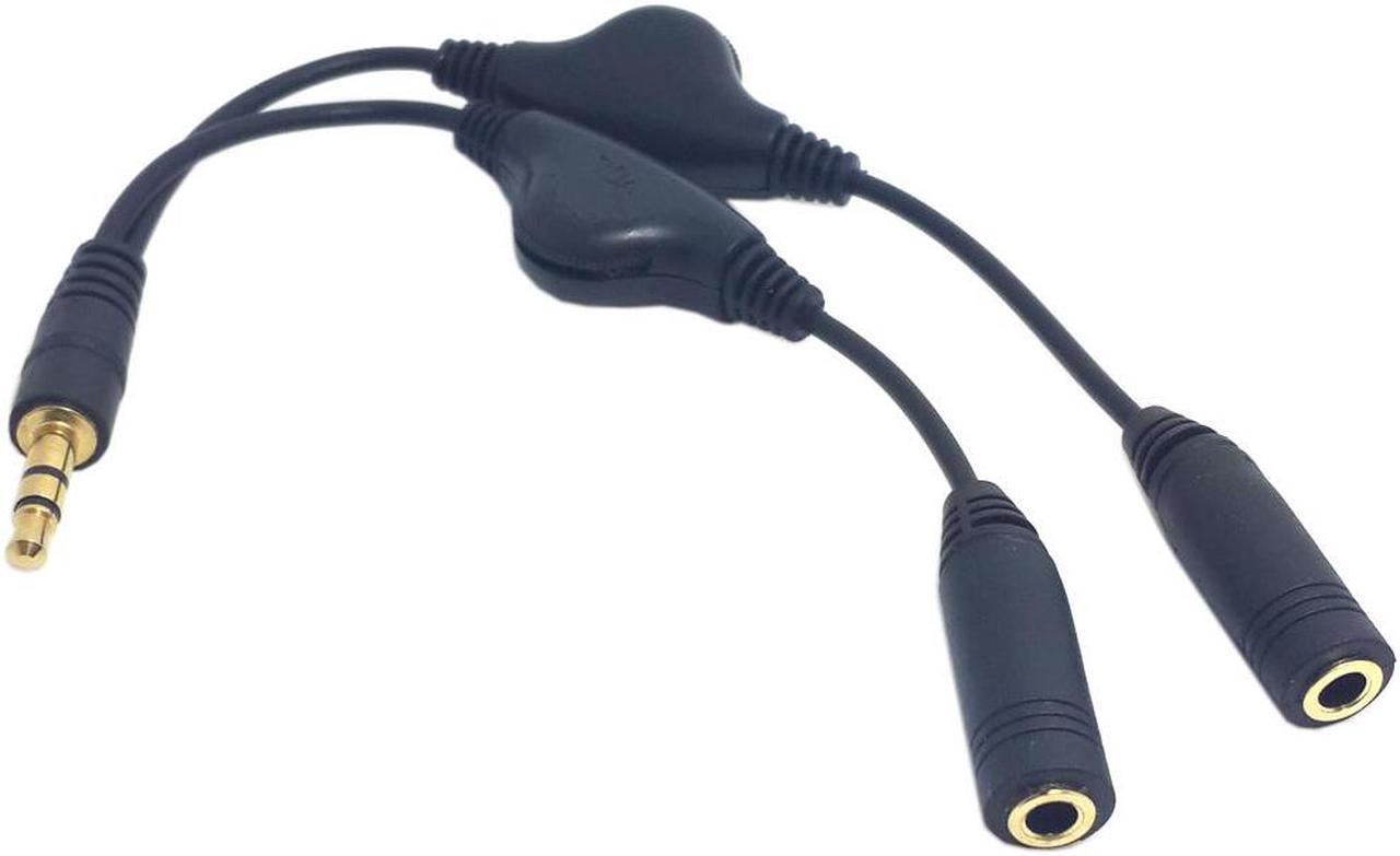 CYDZ 3.5mm Male to Double 3.5mm Female Headphone Y Splitter Cable with Volume Control Switch