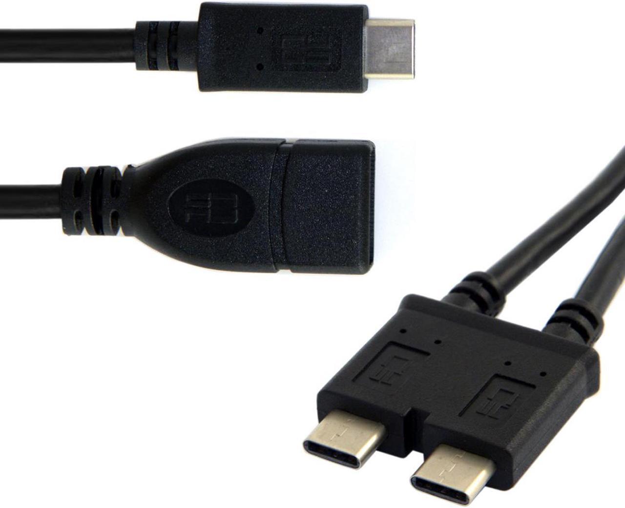 NGFF Dual Cable USB 3.1 Type-C to USB-C & USB 3.0 Female OTG Data Cable for 13 inch Laptop Pro