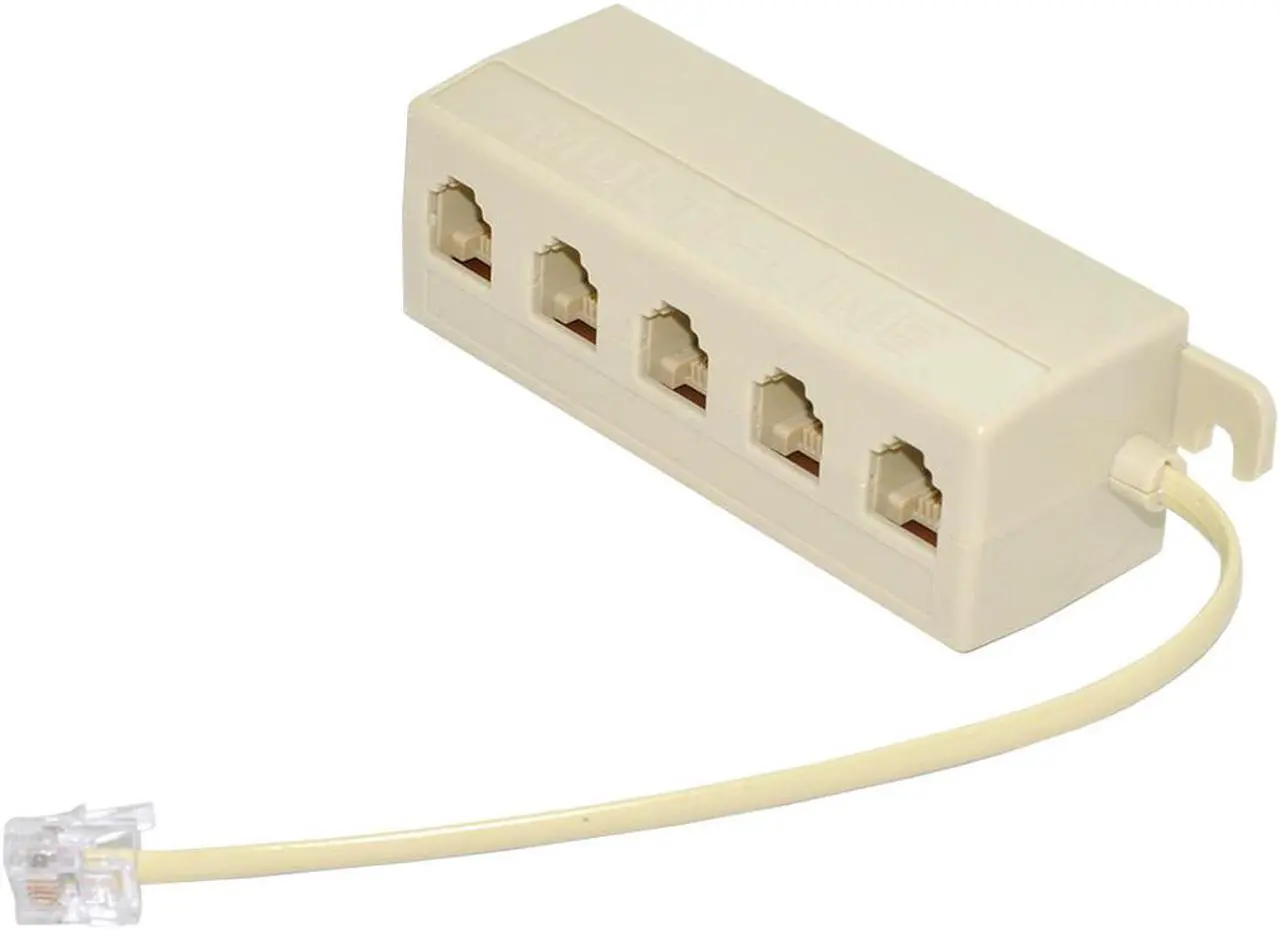 Alt view image 4 of 7 - CYDZ 5 Way Outlet 6P4C RJ12 RJ11 6P4C to 6P4C 4 Way Telephone Line Modular Splitter Adapter