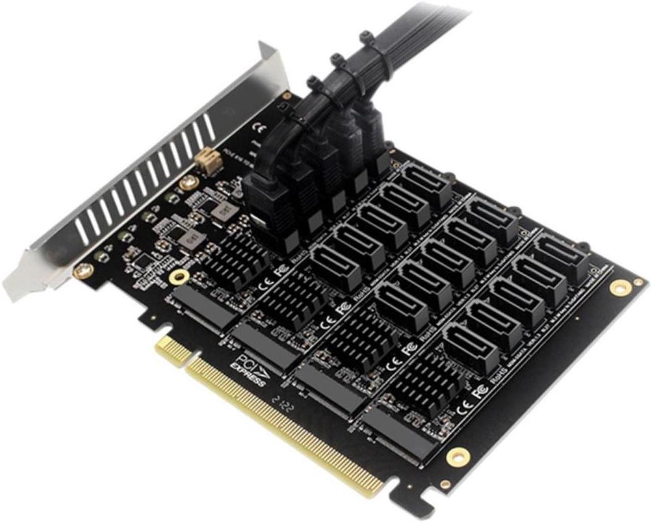 PCI-E SATA Card PCIE X16 NVME M.2 RAID Array Expansion to 20-Port Adapter JMB585 Chip