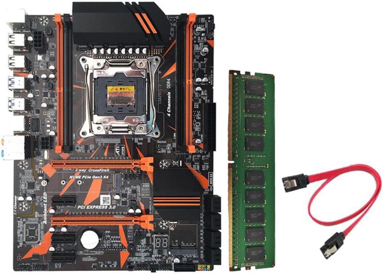 X99 Motherboard Set LGA2011-3 CPU 4XDDR4 REG ECC RAM USB3.0 SATA3.0 PCI-E 3.0 Motherboard with 1X8G DDR4 Memory RAM