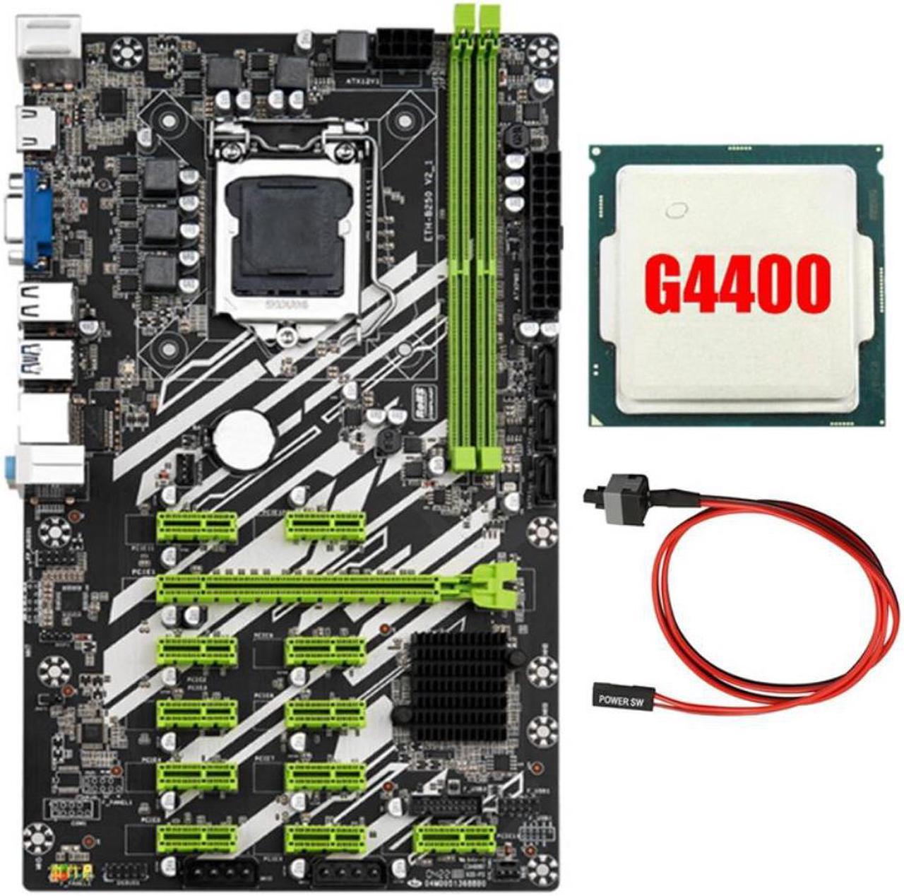 B250 BTC Mining Motherboard with 4400CPU+Switch Cable 12 PCI-E Slots LGA1151 DDR4 RAM SATA3.0 USB3.0 VGA+HD for BTC