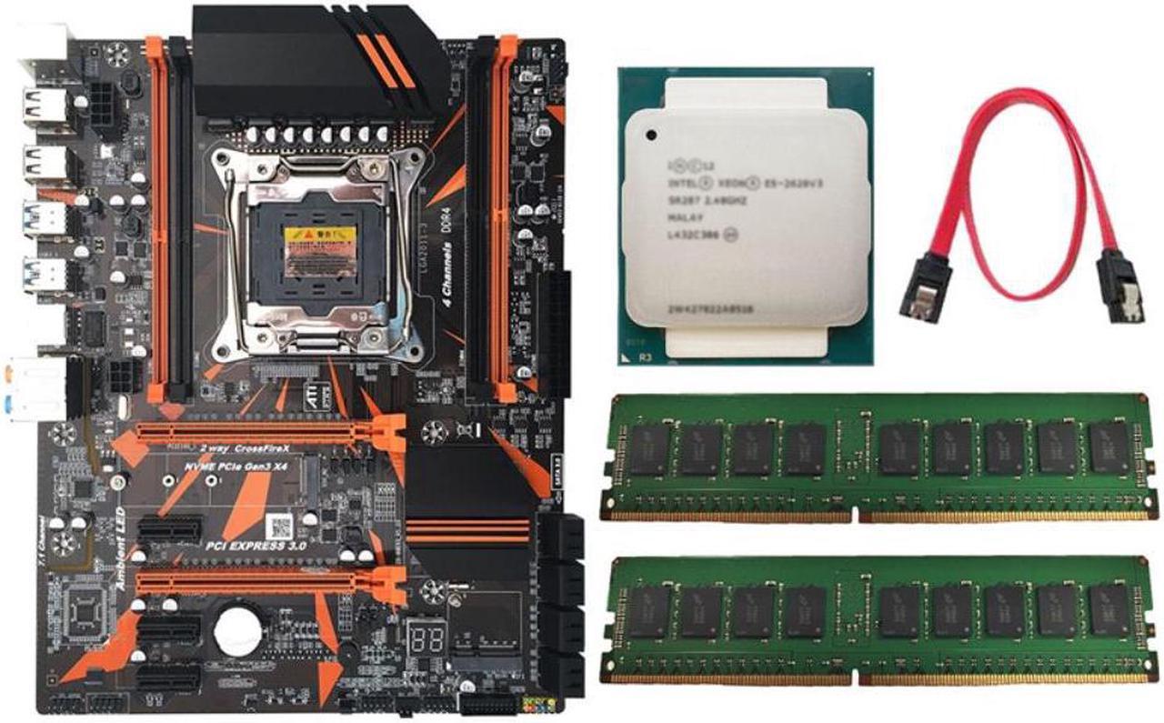 X99 Motherboard Set Support M.2 Large Board V3 LGA2011-3 CPU 4XDDR4 DIMM RAM Mainboard with E5-2620 V3 CPU+2X8G DDR4 RAM