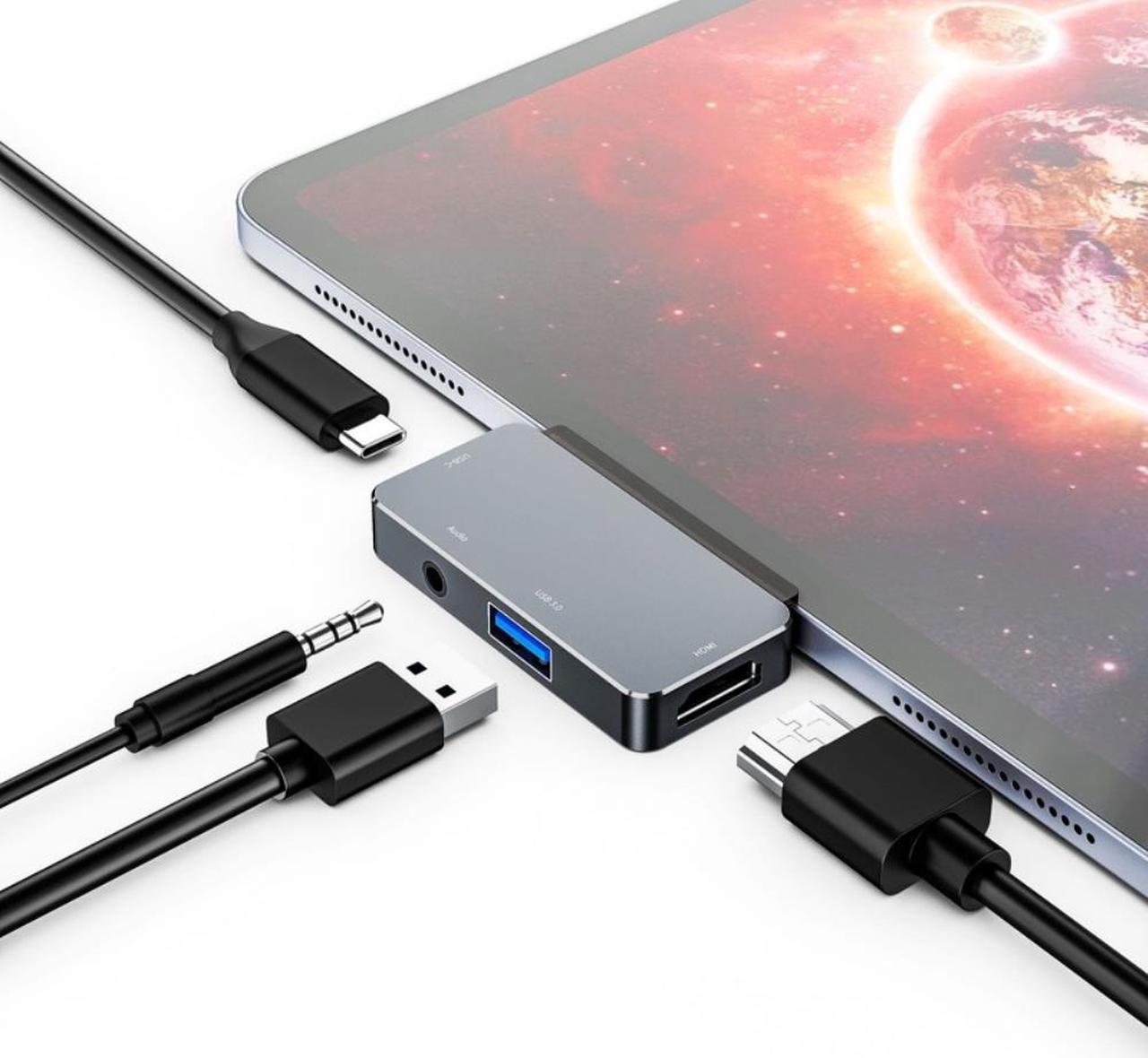 USB C Hub for IPad Pro 11/12.9 2020/2018 Adapter,4-In-1 Adapter with Aux 3.5mm Headphone Data Jack