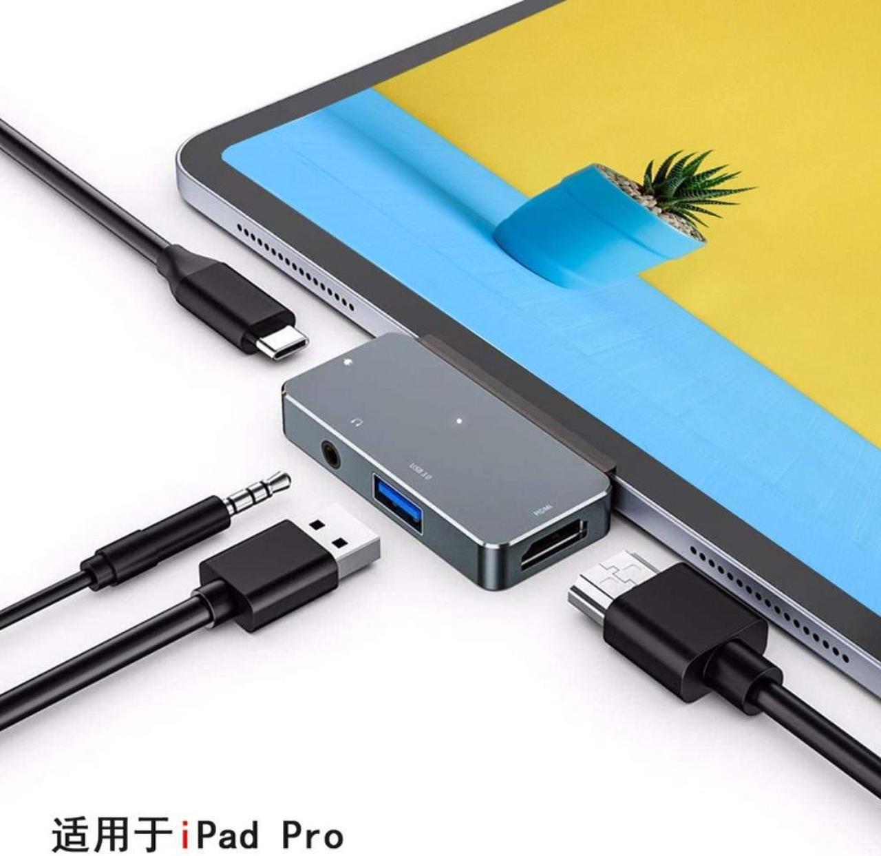 USB C Hub To 4K HDMI-compatible Adapter with USB-C PD USB3.0 3.5mm Jack Port USB Type C Dock for IPad Pro Macbook Pro/Air