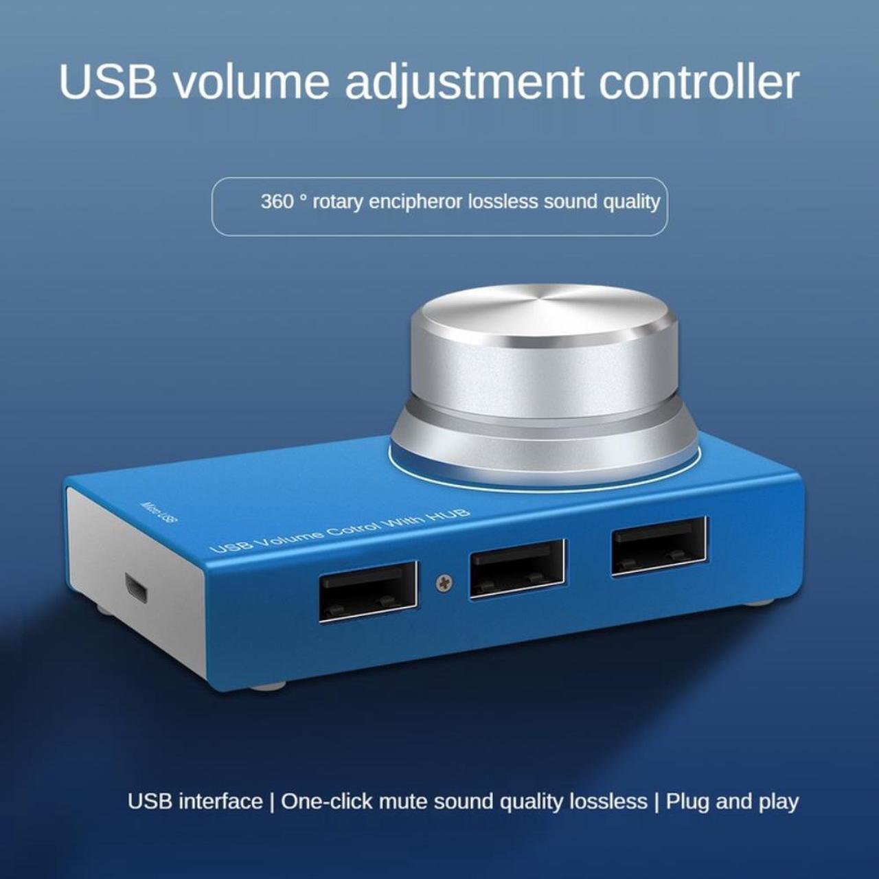 Usb Volume Control, Lossless Pc Computer Speaker O Volume Controller Knob, Adjuster Digital Control with One Key Mute Functi