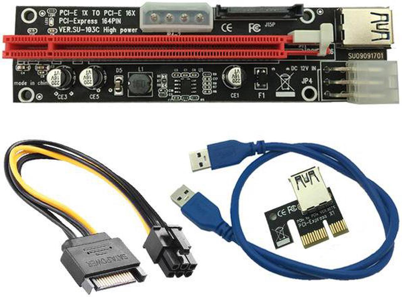 USB 3.0 Extender Flexible Cable PCIE PCI-E PCI Express 1X to 16X Riser Card SATA 4Pin 6Pin Power for Bitcoin BTC Miner Mining