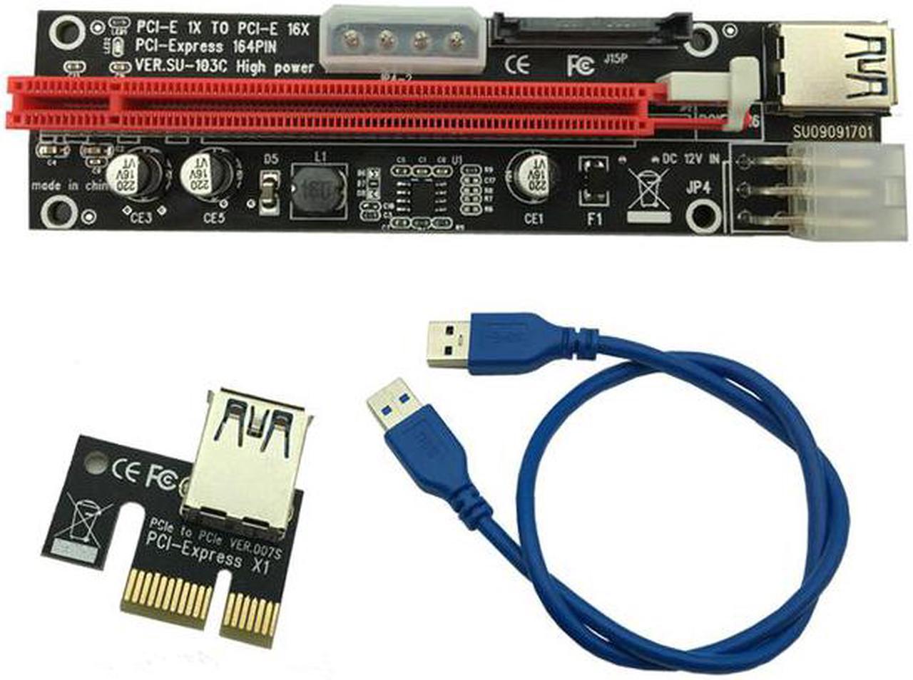 Black Board 60cm PCI-E PCI Express Extender Riser Card 1x to 16x USB 3.0 SATA 4Pin 6Pin IDE Molex Power for Mining Bitcion Miner