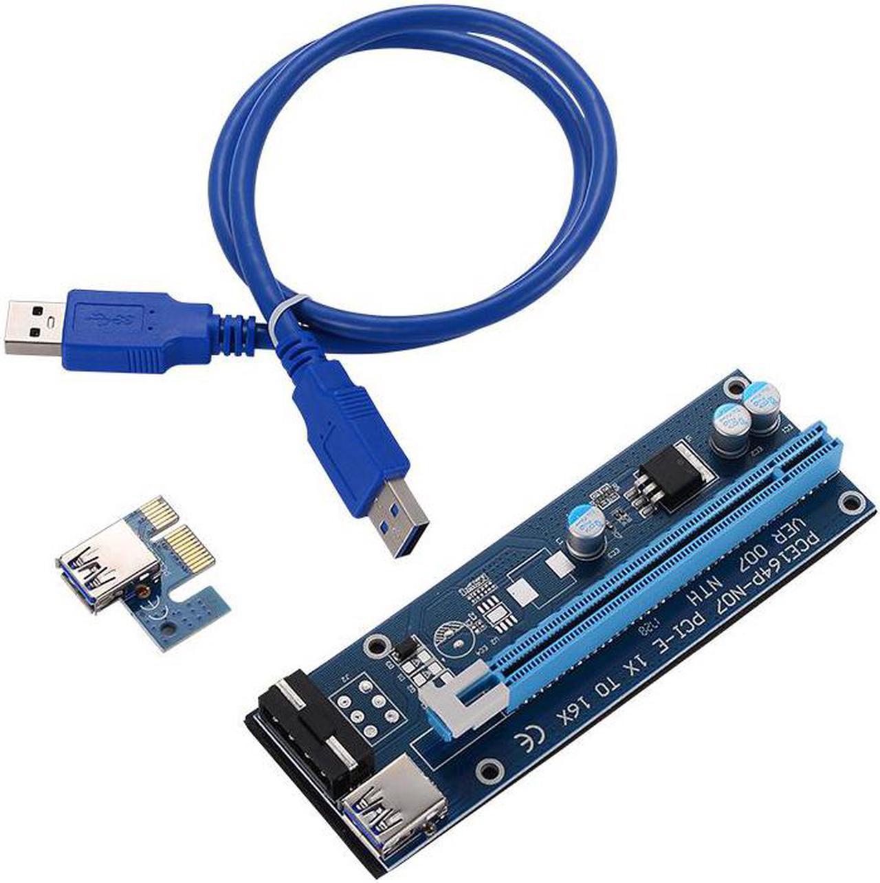 30CM 60CM PCI-E PCI Express Riser Card 1x to 16x USB 3.0 Data Cable SATA to 4Pin IDE Molex Power Supply for BTC Miner Mining