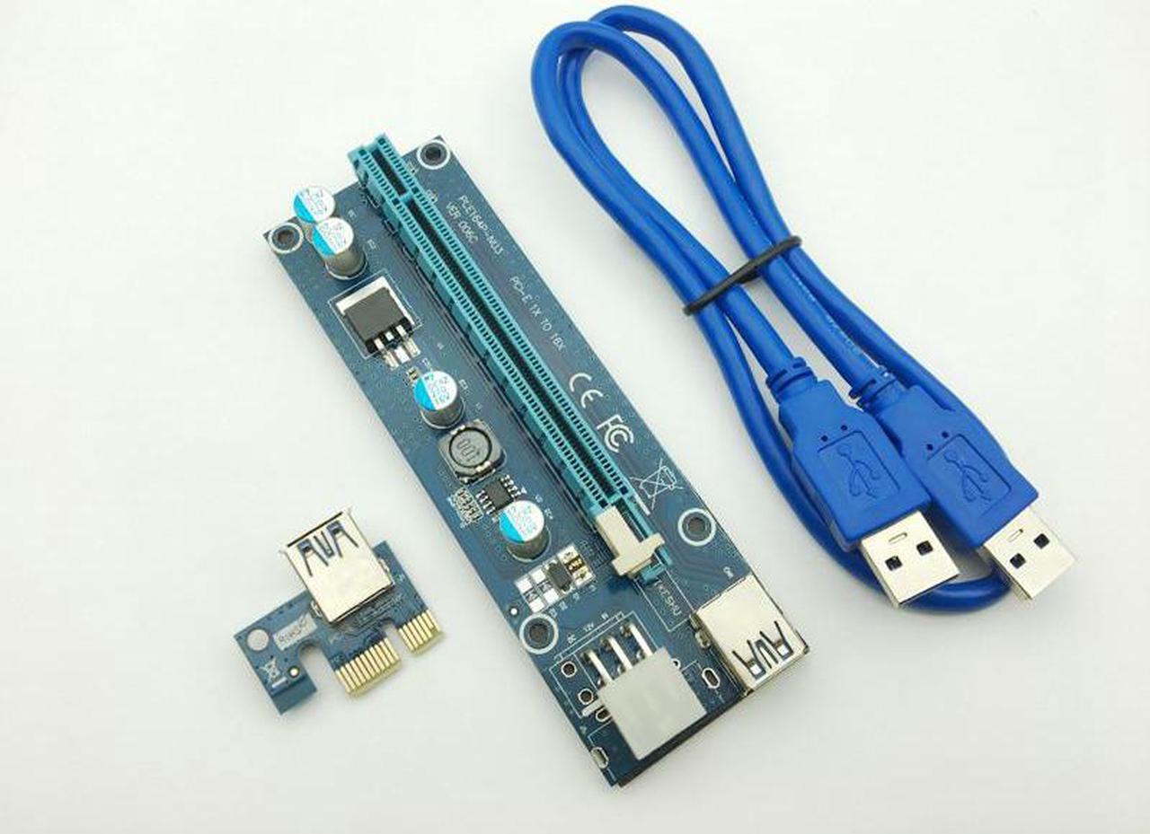 006C PCIe Riser Card PCI-E PCI Express 1x to 16x USB 3.0 Cable Adapter SATA to 6Pin IDE Molex 6 pin for Bitcoin Mining BTC Miner