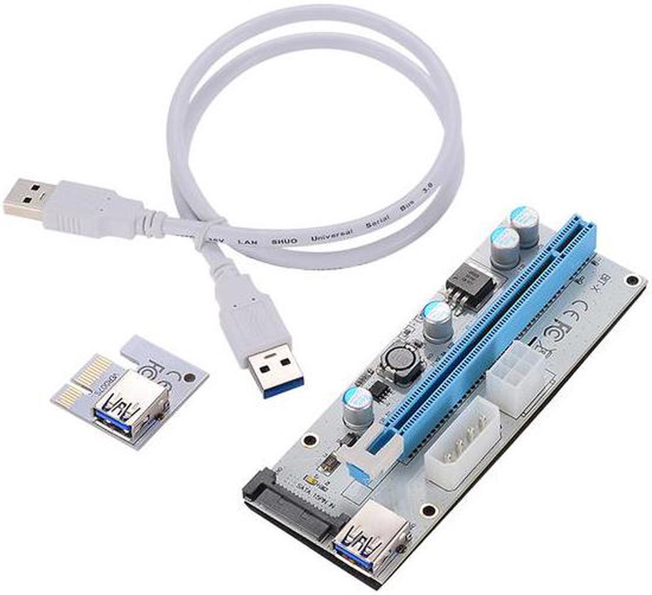 3 in1 60CM PCI-E Riser Card 4pin 6pin SATA Power Supply PCI Express PCIe 1x to 16x Extension Cable for Bitcoin Miner Mining