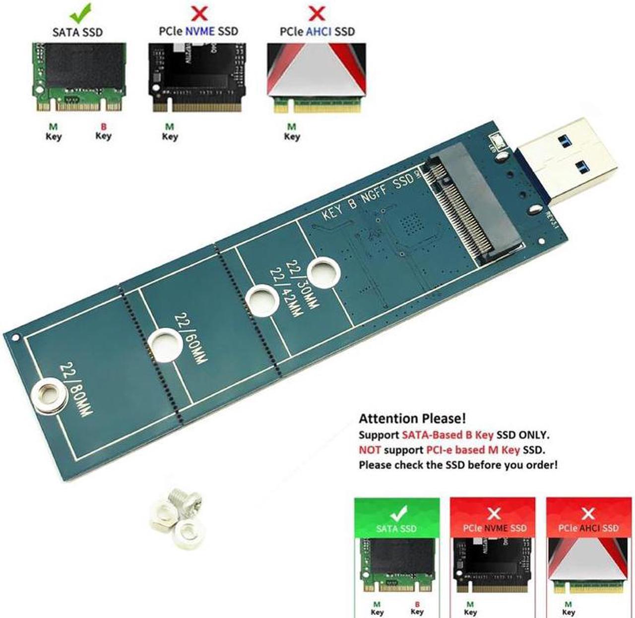 1PCS M.2 to USB Adapter B Key M.2 SSD Adapter USB 3.0 No Cable Needed USB to 2280 M2 SSD Drive Adapter NGFF Converter SSD Reader