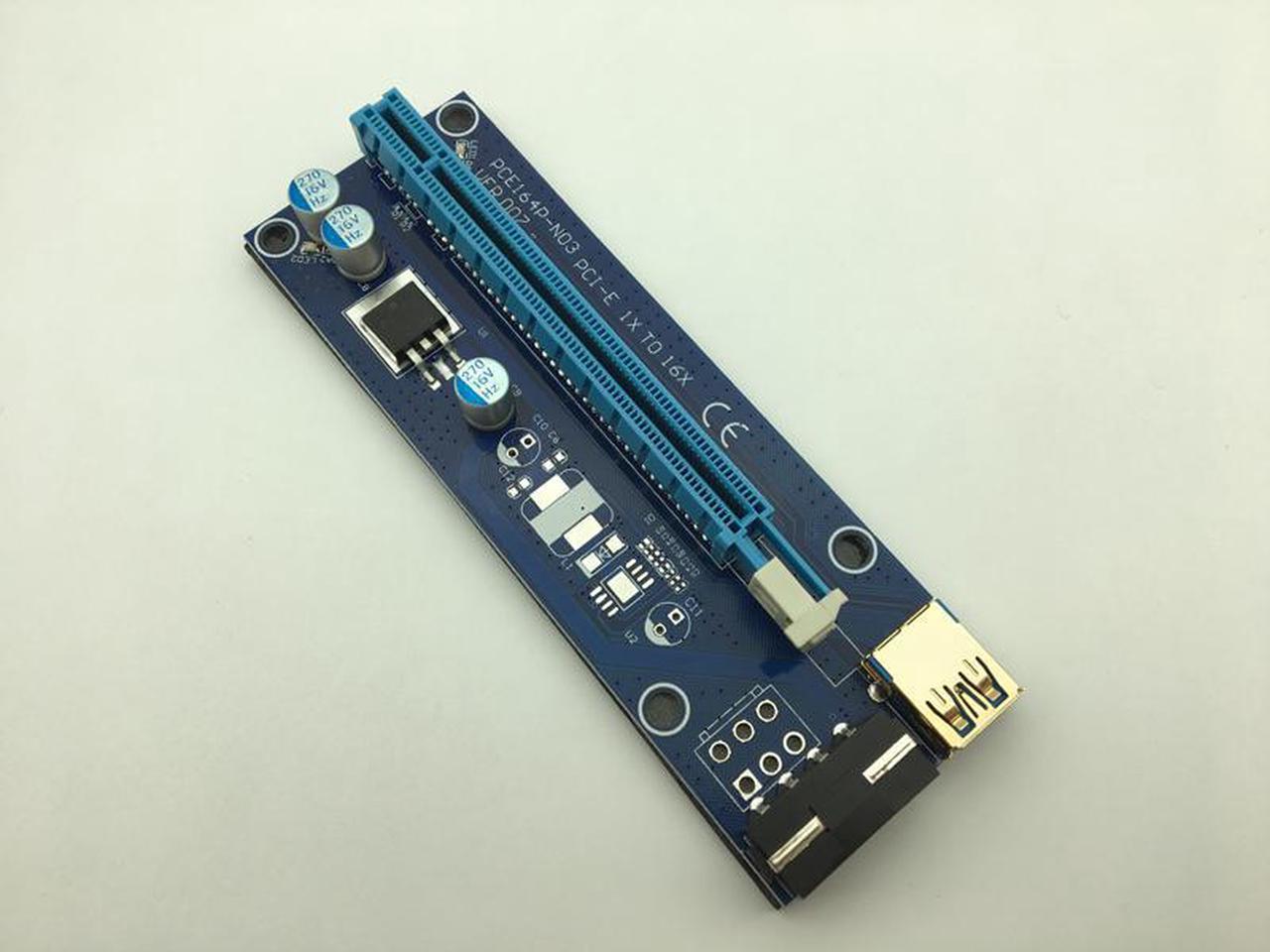 VER007 0.6M PCIE PCI-E 1X to 16X Riser Card PCI-E Extender SATA to 4Pin IDE Power Gold Plated USB 3.0 for Bitcoin Miner Mining