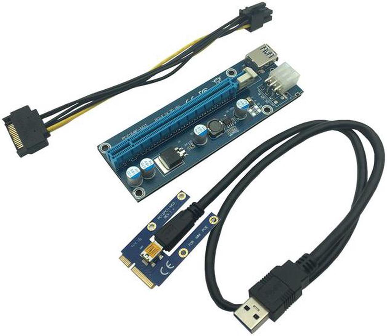 60cm USB 3.0 Mini PCI-E to PCIe PCI Express 1x to 16x Extender Riser Card Adapter SATA 6Pin Power Cable for Bitcoin BTC Mining