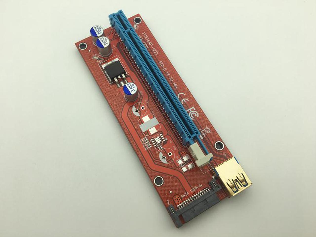 Gold Plated USB 3.0 VER008 60CM PCI-E Riser Card SATA Power Supply PCI-E 1x to 16x Riser for Bitcoin Miner Antminer Mining