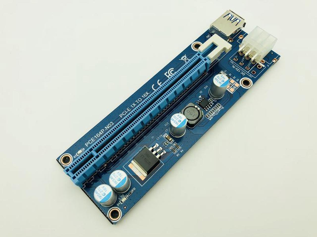 008C PC PCIe PCI-E PCI Express Riser Card 1x to 16x USB 3.0 Data Cable SATA to 6Pin IDE Molex Power Supply for BTC Miner Machine