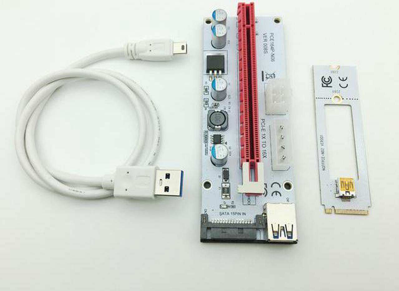 Riser White 008S NGFF M.2 PCIE PCI-E 1X 2X 4X 8X 16X USB 3.0 Adapter Card 60cm Data Cable for BTC Mining Bitcoin Miner Antminer